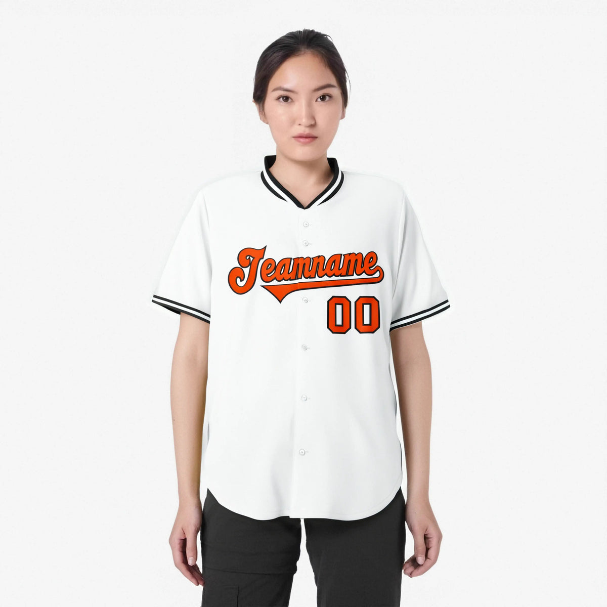 Custom White Orange Black Authentic Baseball Jersey