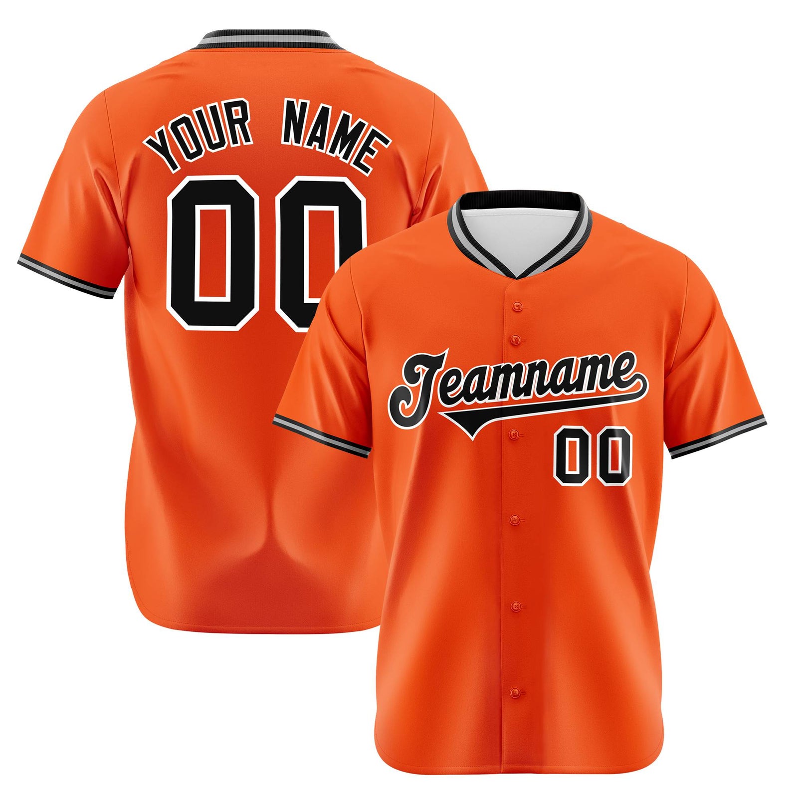 Custom Orange Black White Authentic Baseball Jersey