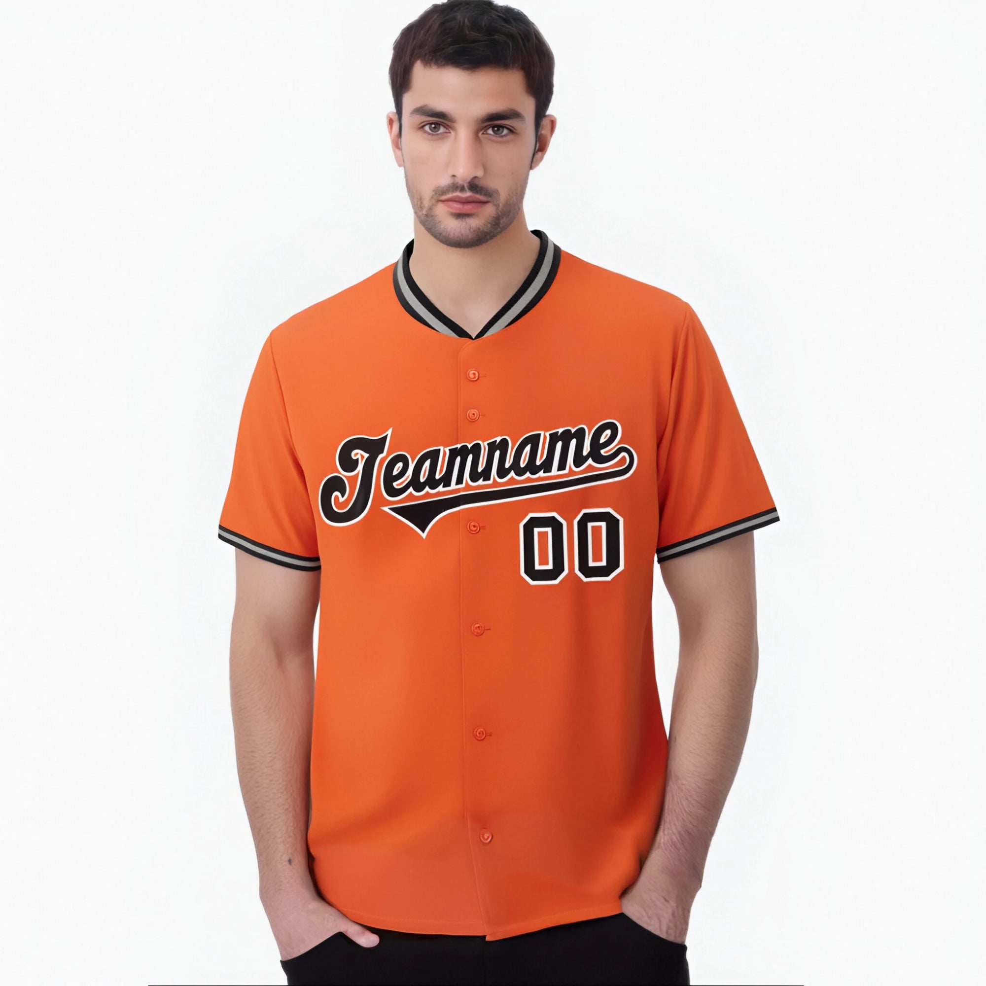 Custom Orange Black White Authentic Baseball Jersey