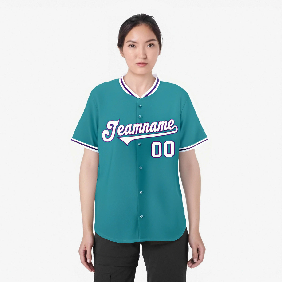 Custom Aqua Purple White Authentic Baseball Jersey