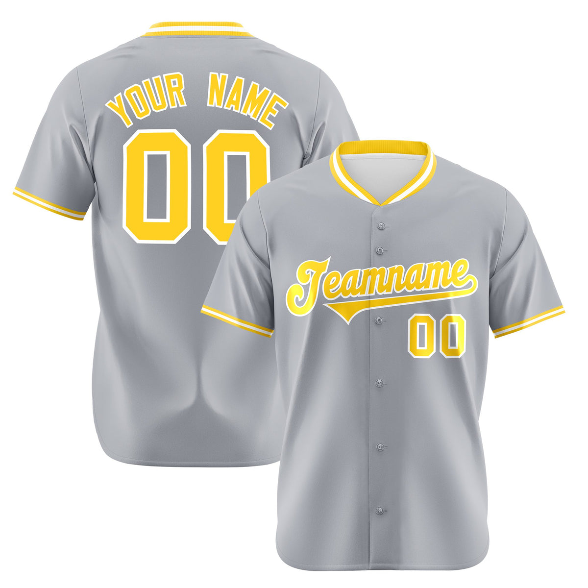 Custom Gray Gold White Authentic Baseball Jersey