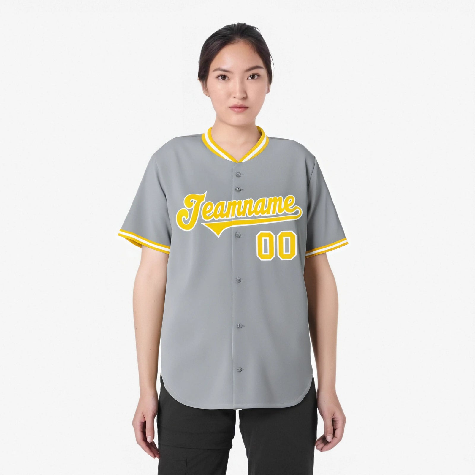Custom Gray Gold White Authentic Baseball Jersey