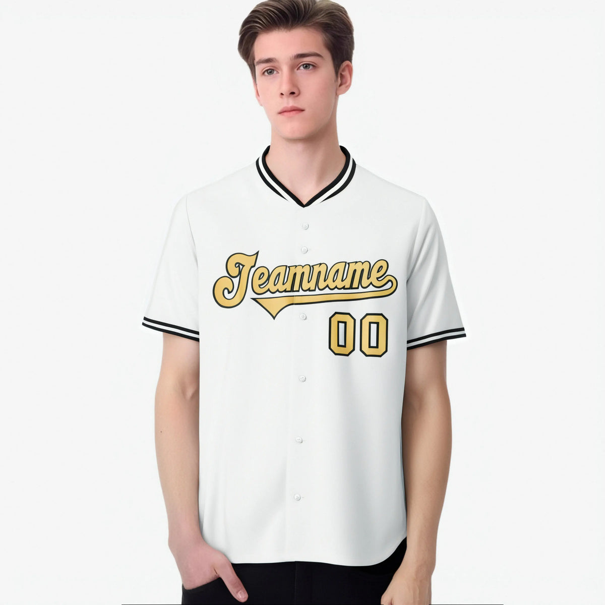 Custom White Khaki Black Authentic Baseball Jersey