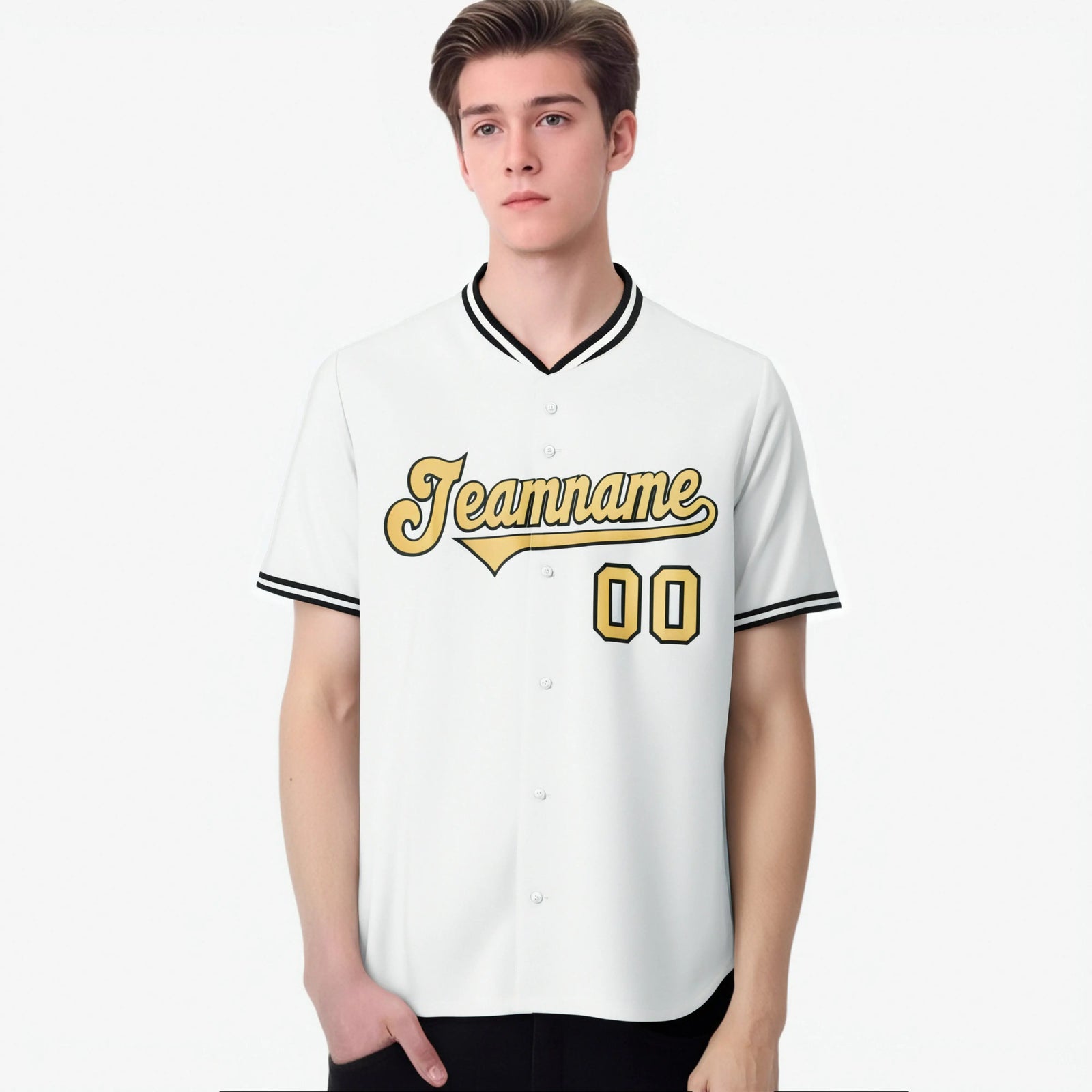 Custom White Khaki Black Authentic Baseball Jersey