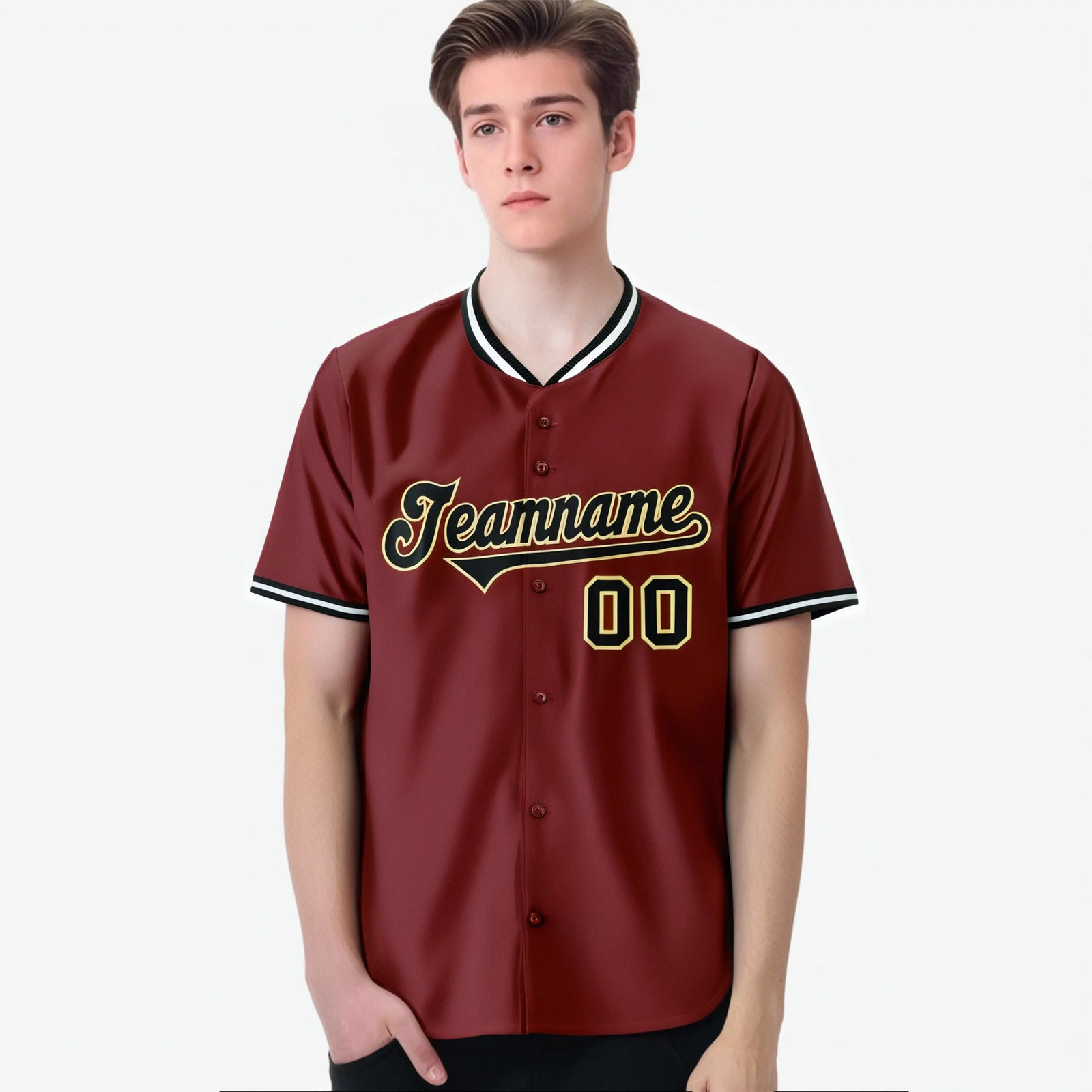 Custom Crimson Gold Black Authentic Baseball Jersey