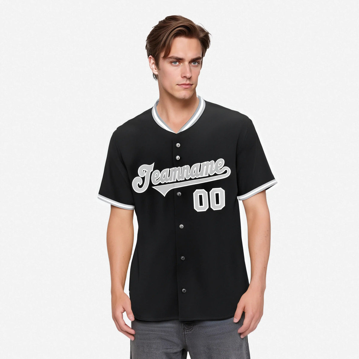 Custom Black Gray White Authentic Baseball Jersey