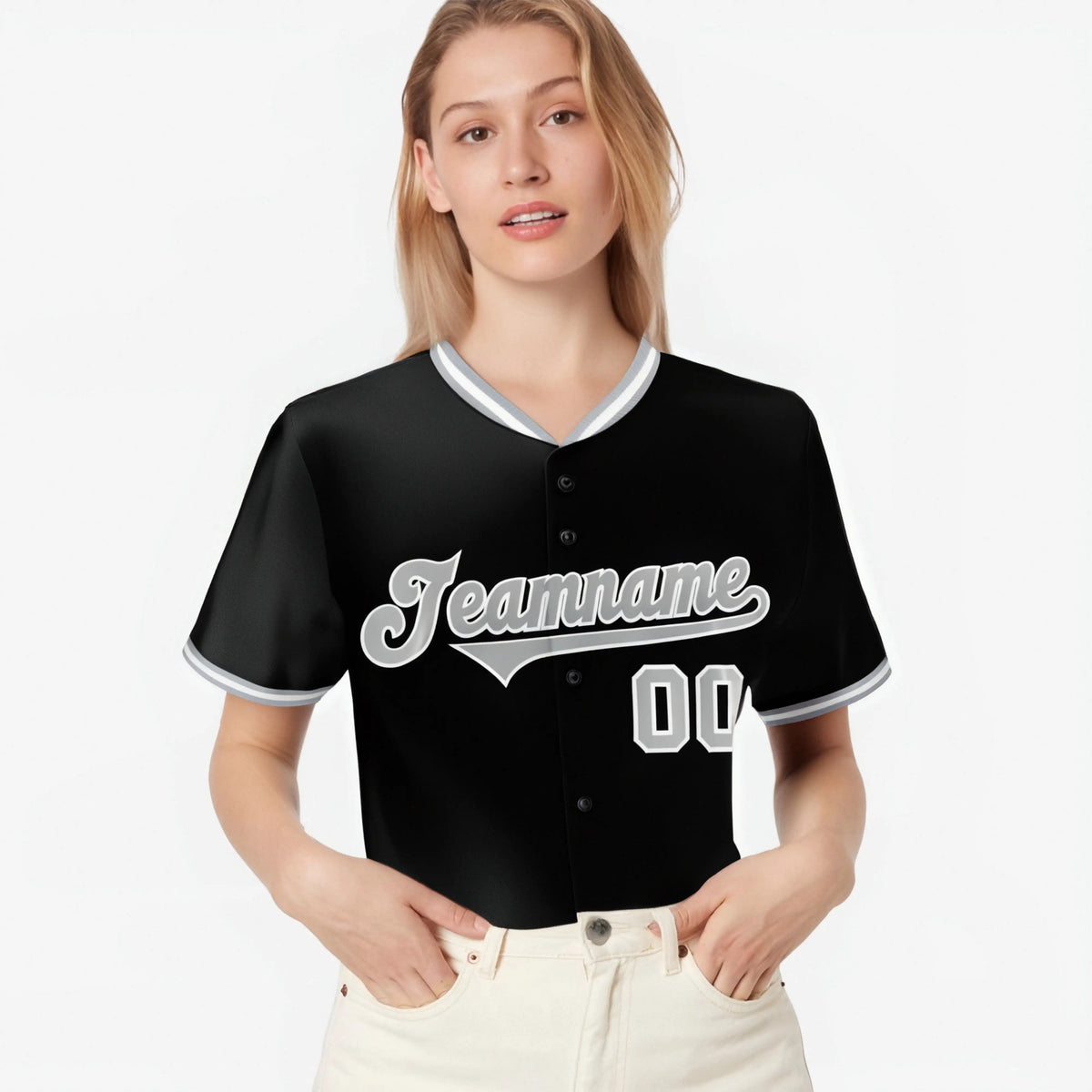 Custom Black Gray White Authentic Baseball Jersey