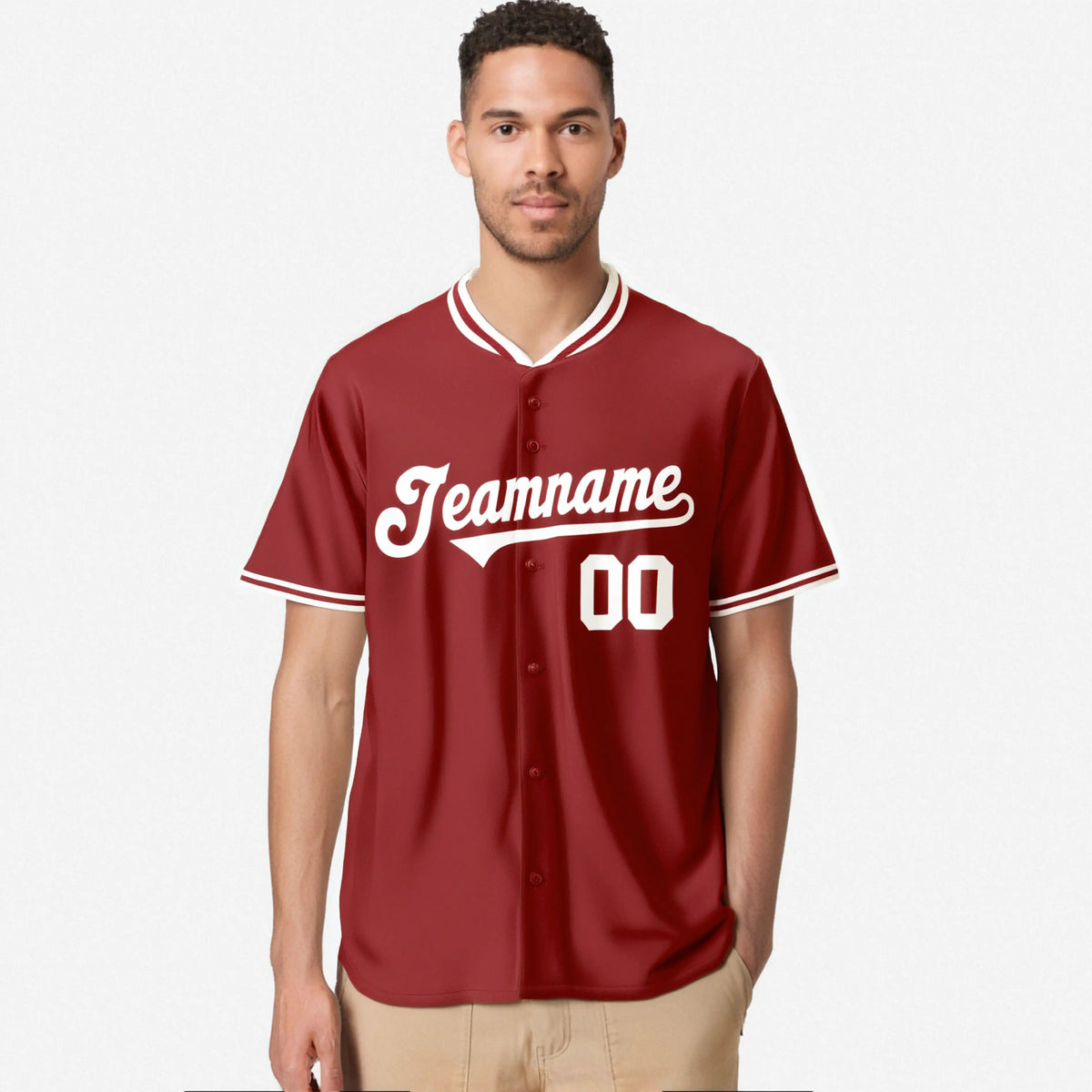 Custom Red White Authentic Baseball Jersey