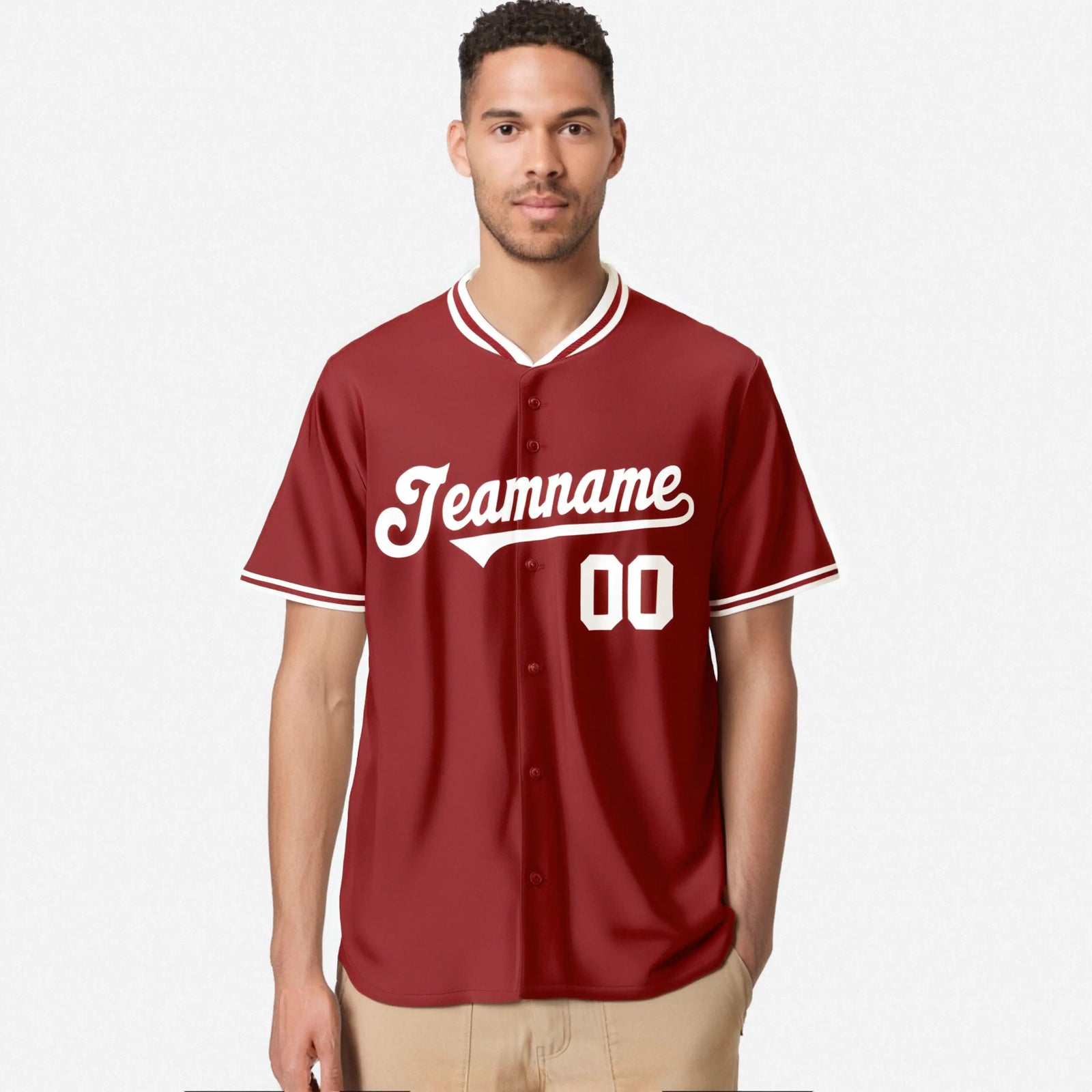 Custom Red White Authentic Baseball Jersey