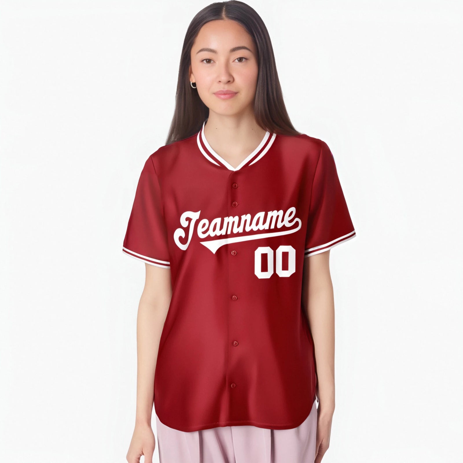 Custom Red White Authentic Baseball Jersey