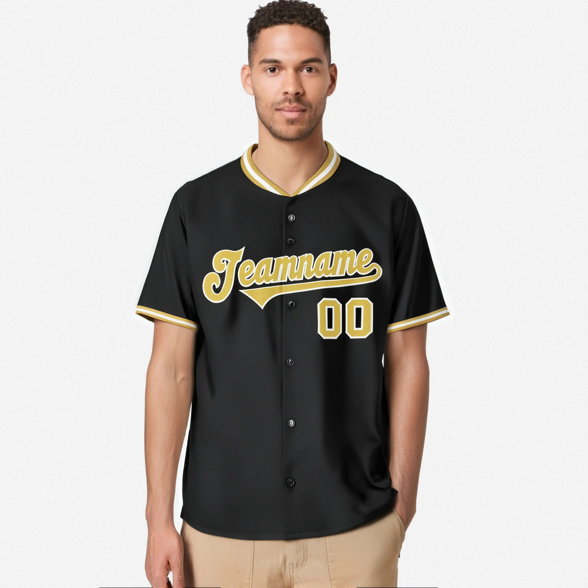 Custom Black Old Gold White Authentic Baseball Jersey
