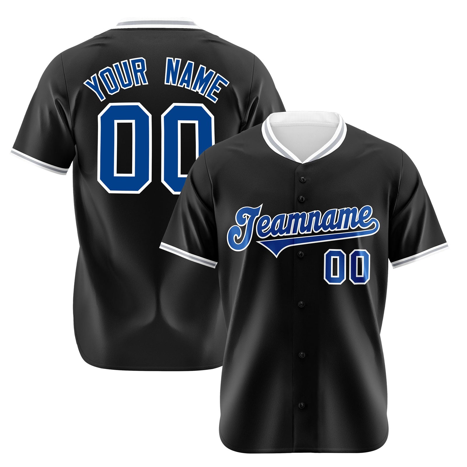 Custom Black Royal Blue White Authentic Baseball Jersey