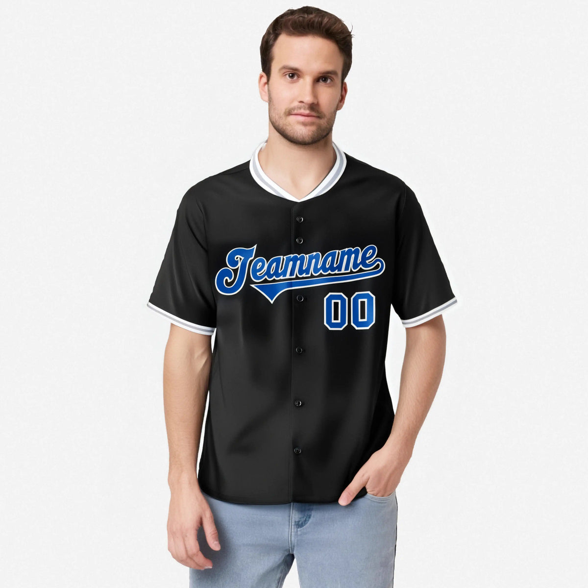Custom Black Royal Blue White Authentic Baseball Jersey
