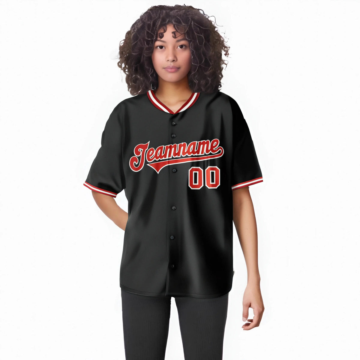 Custom Black Red White Authentic Baseball Jersey