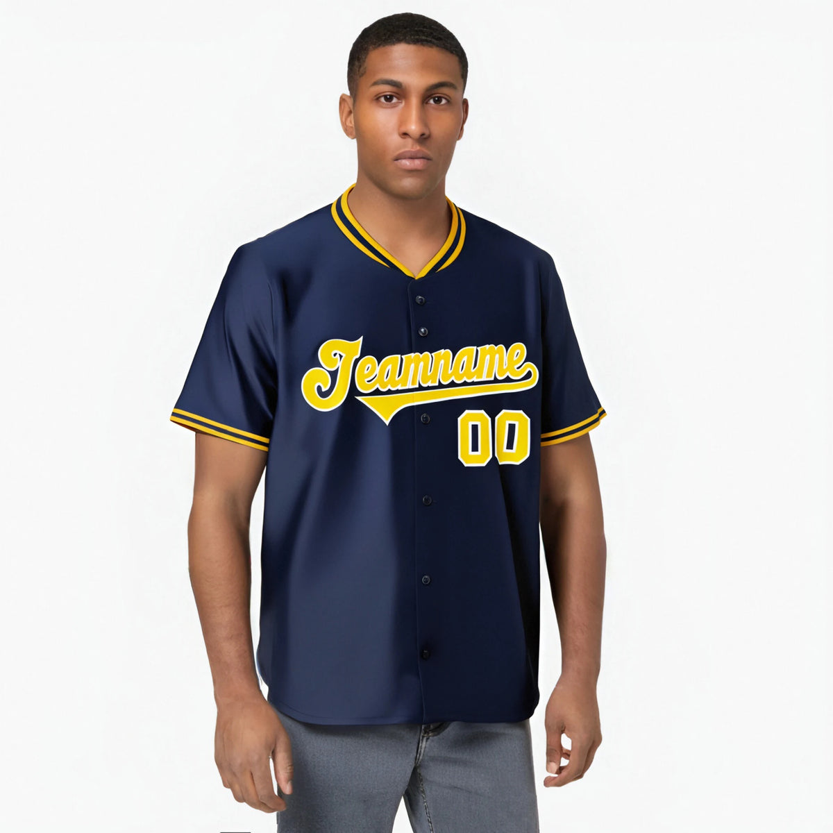 Custom Navy Gold White Authentic Baseball Jersey