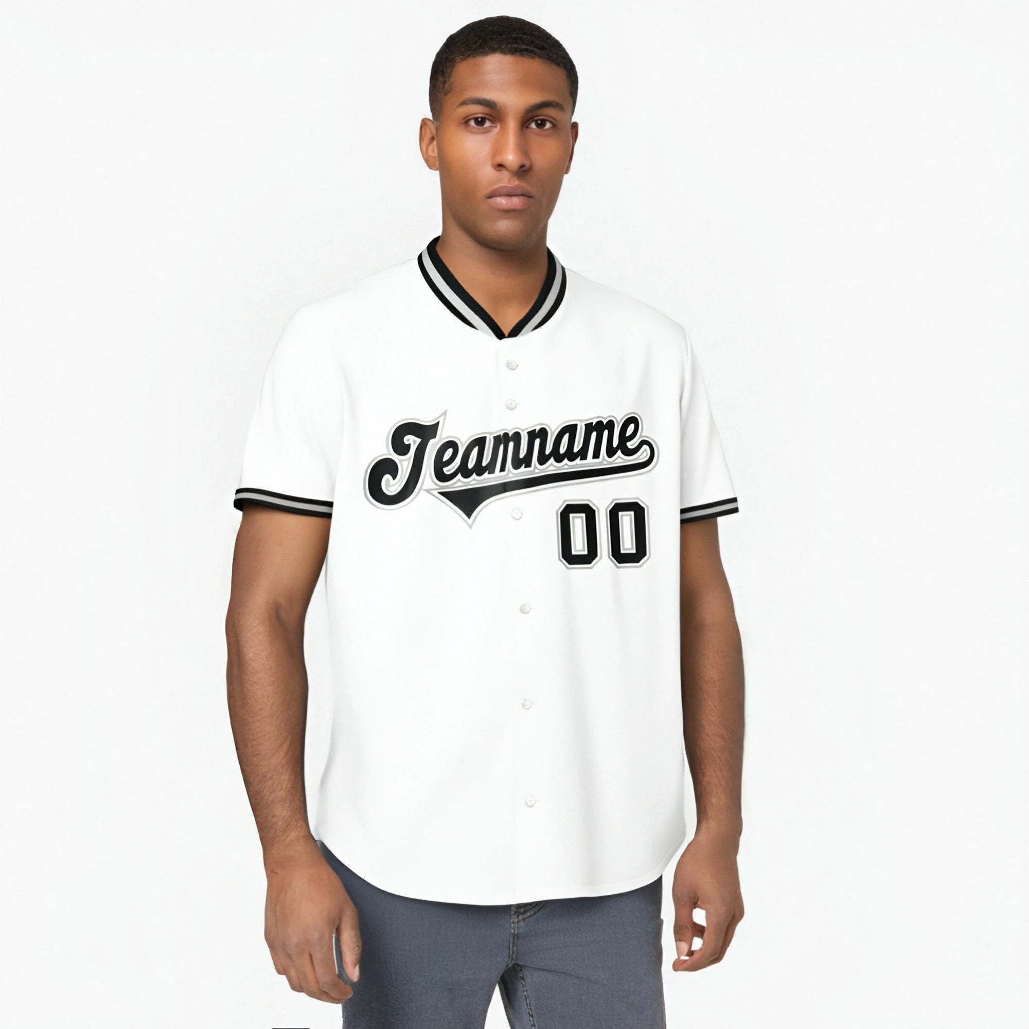 Custom White Black Authentic Baseball Jersey