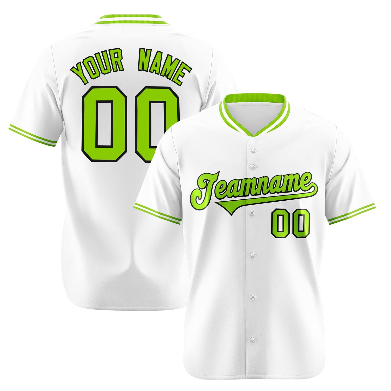 Custom White Neon Green Authentic Baseball Jersey
