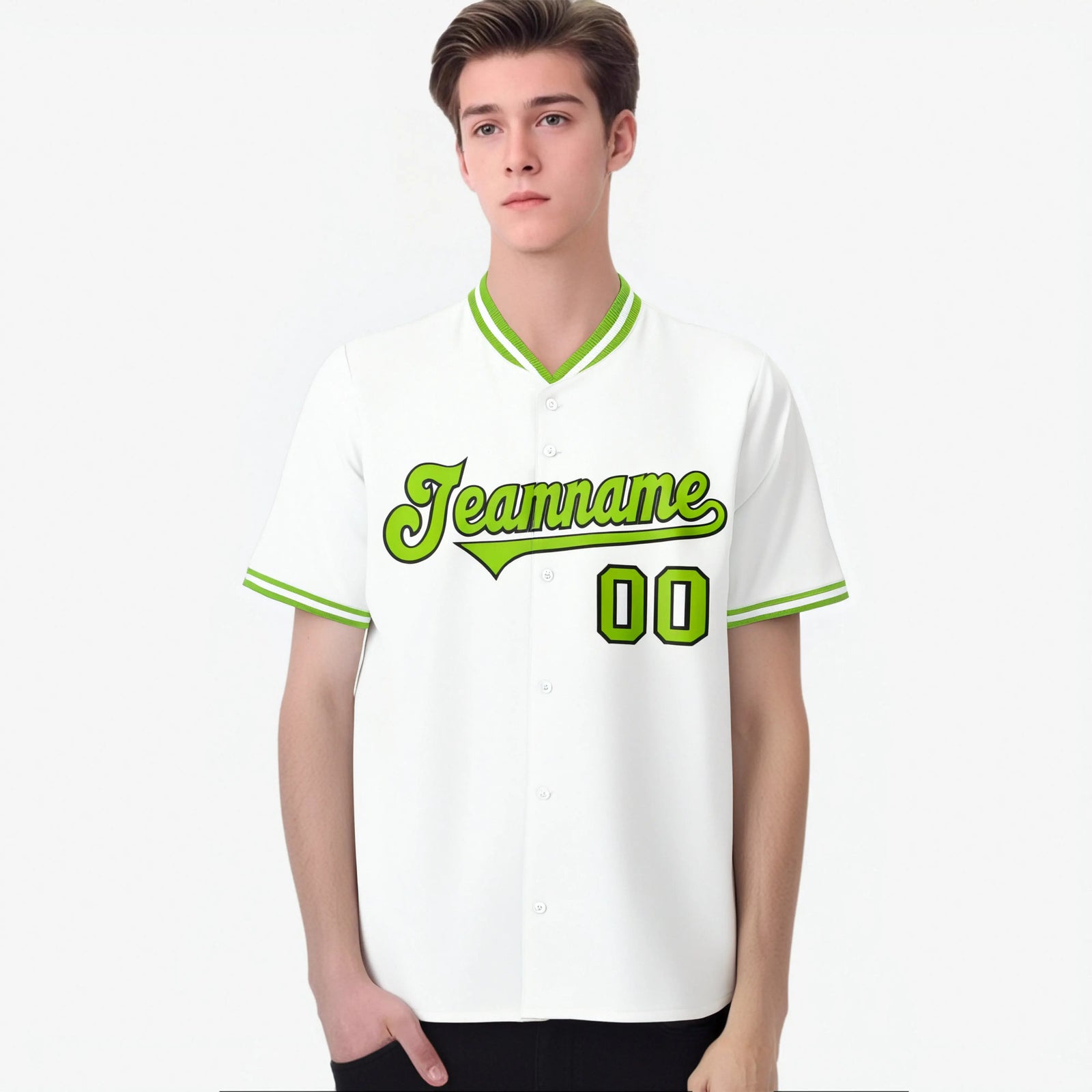 Custom White Neon Green Authentic Baseball Jersey