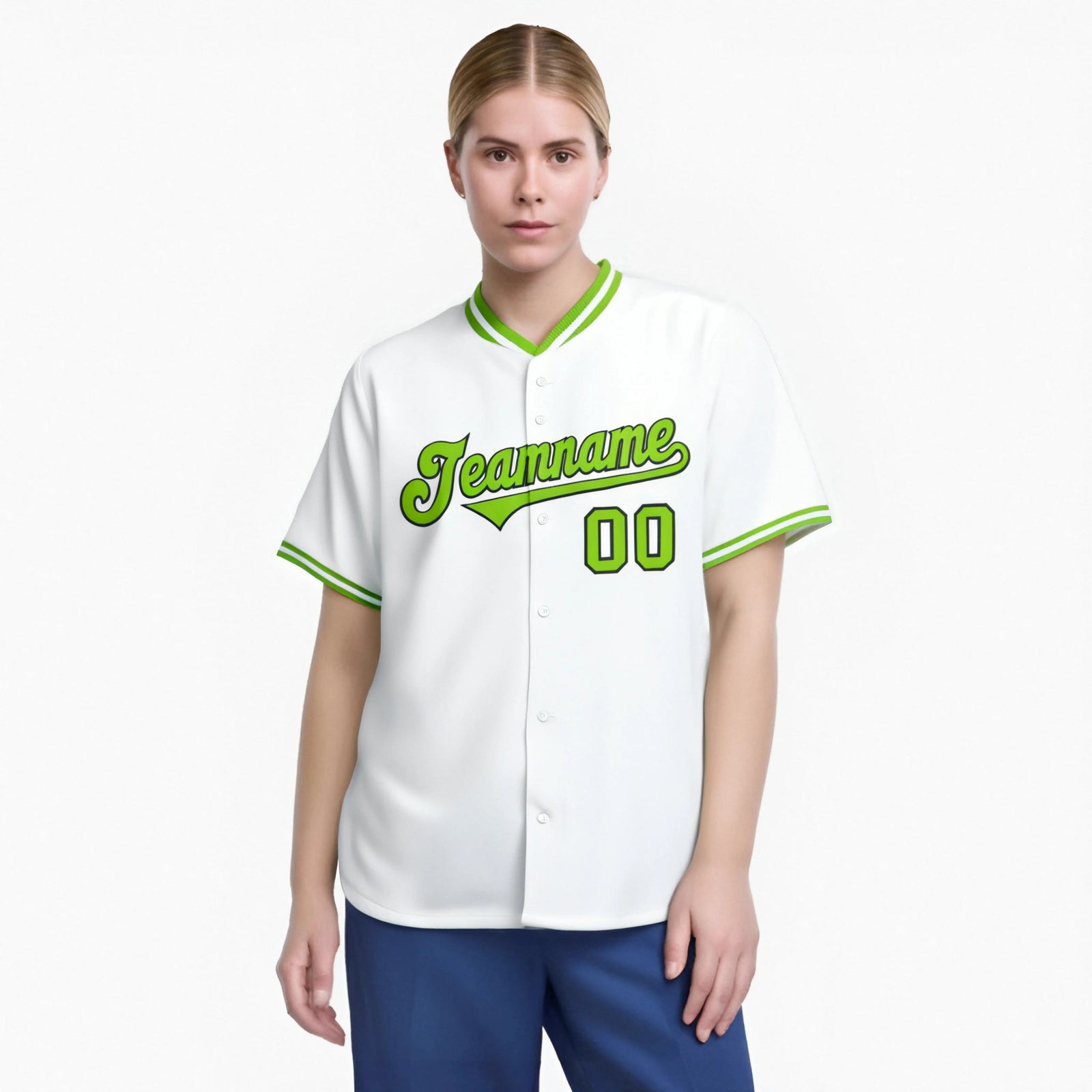 Custom White Neon Green Authentic Baseball Jersey