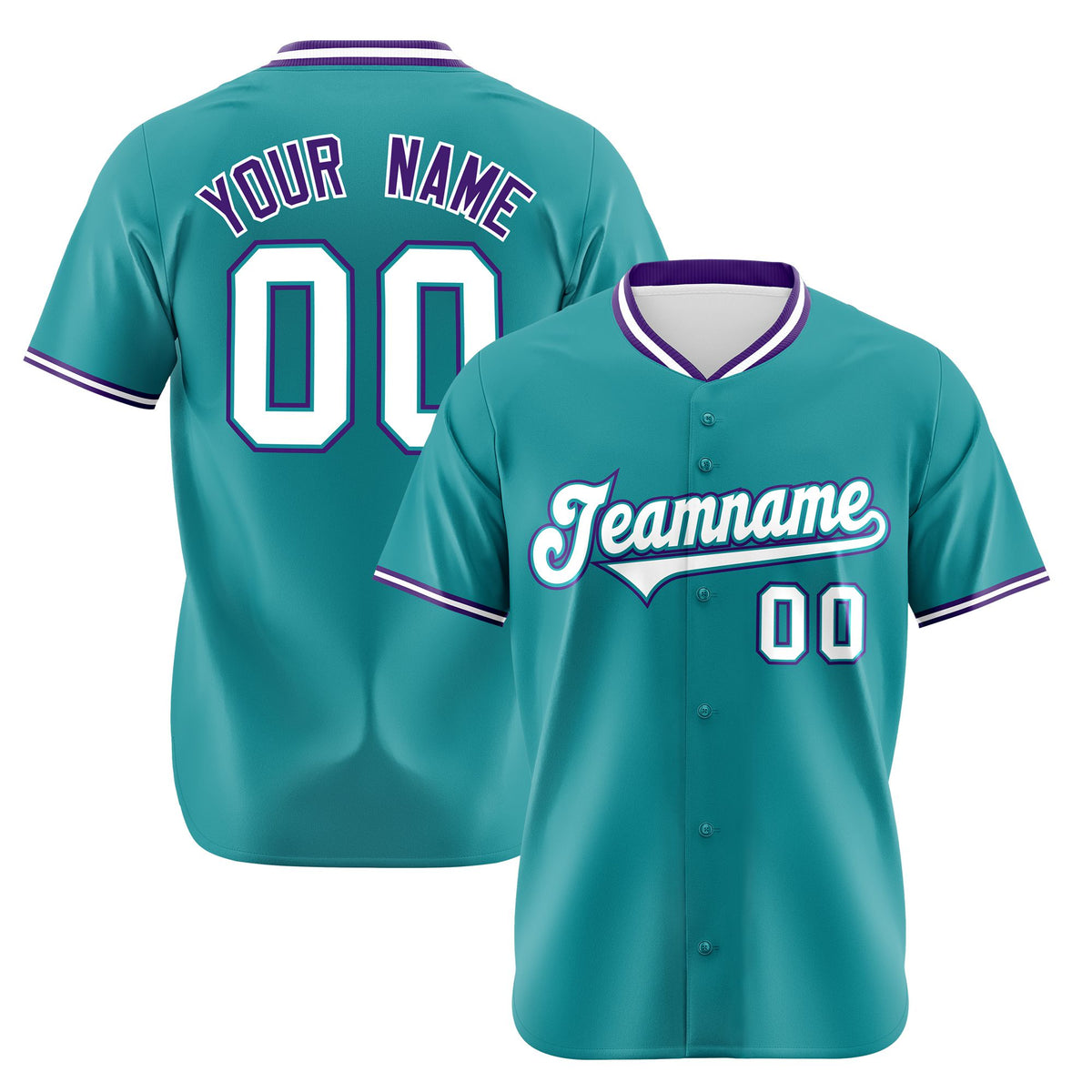 Custom Aqua Purple White Authentic Baseball Jersey