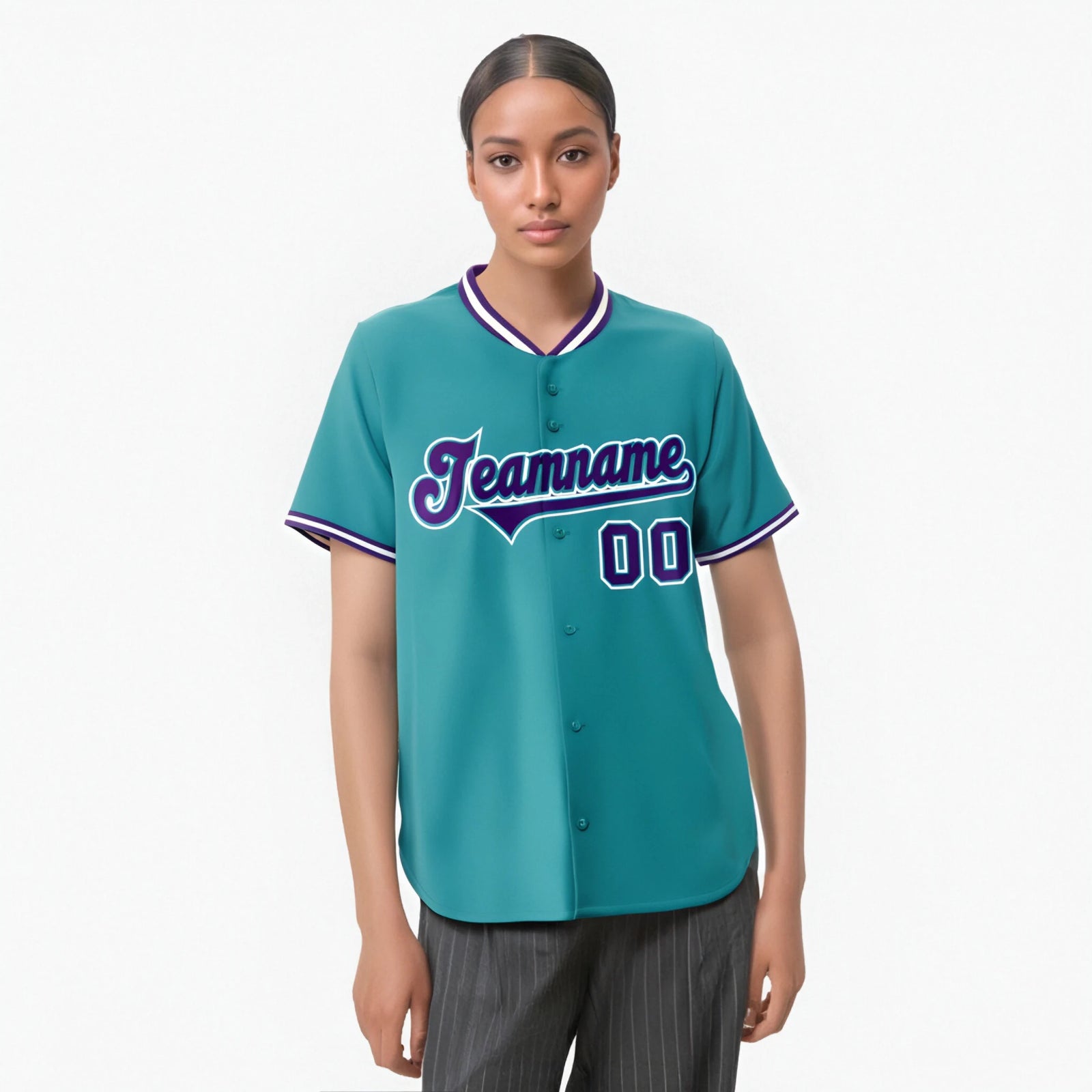 Custom Aqua Purple White Authentic Baseball Jersey