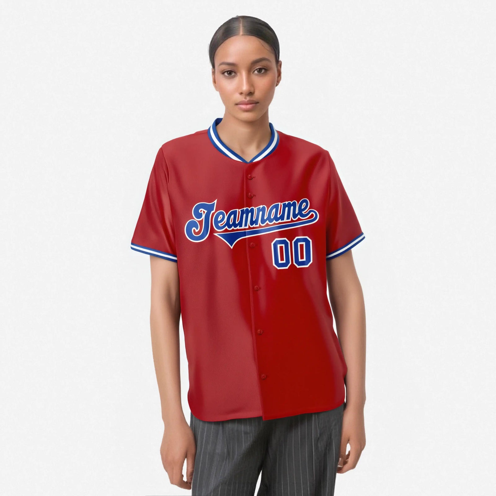 Custom Red Royal Blue White Authentic Baseball Jersey