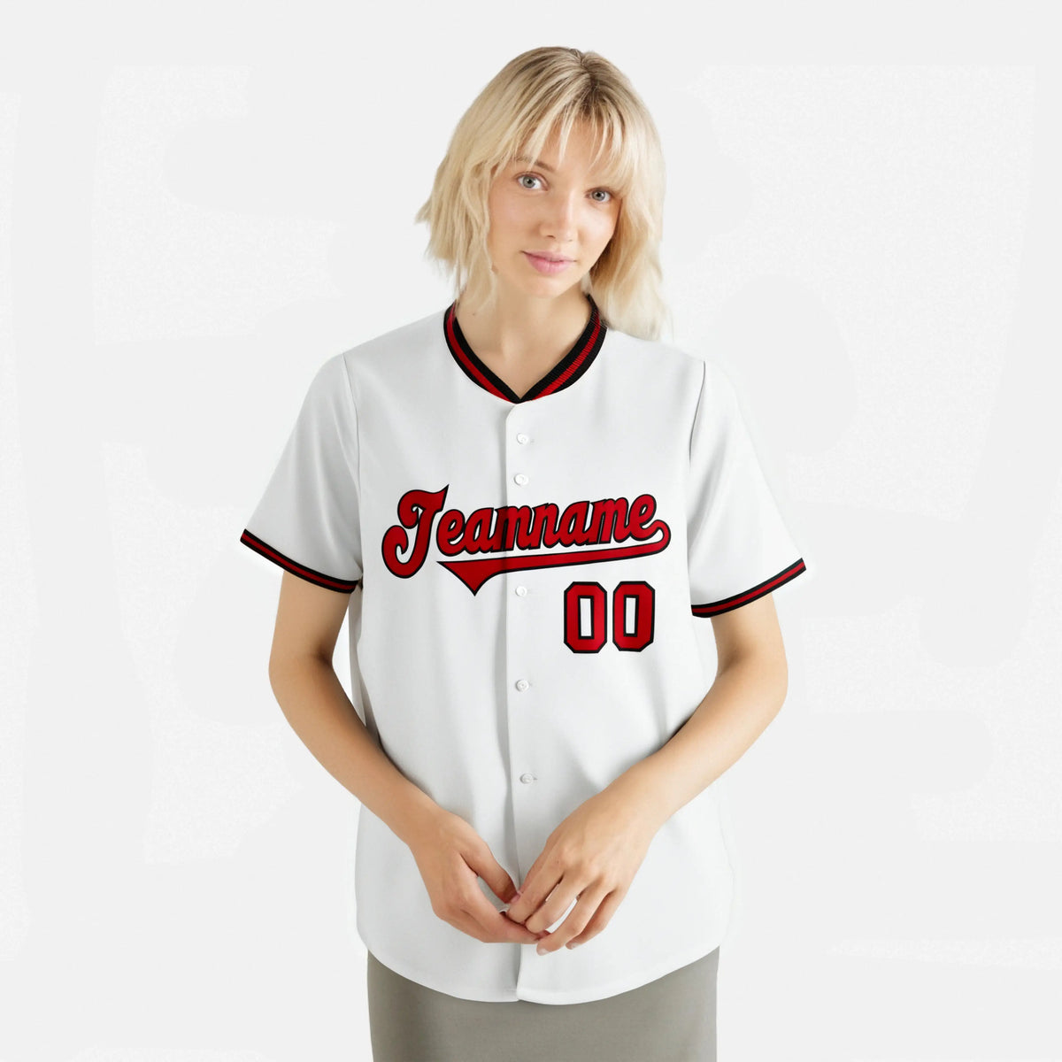 Custom White Black Red Authentic Baseball Jersey
