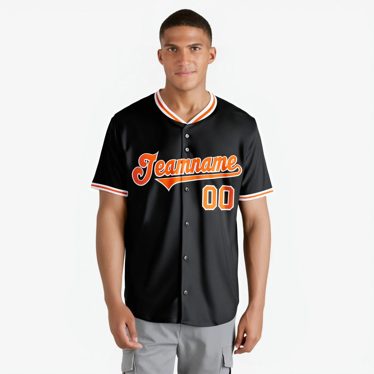 Custom Black Orange White Authentic Baseball Jersey