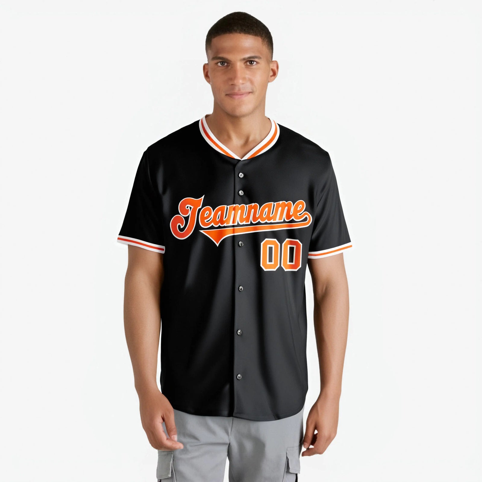 Custom Black Orange White Authentic Baseball Jersey
