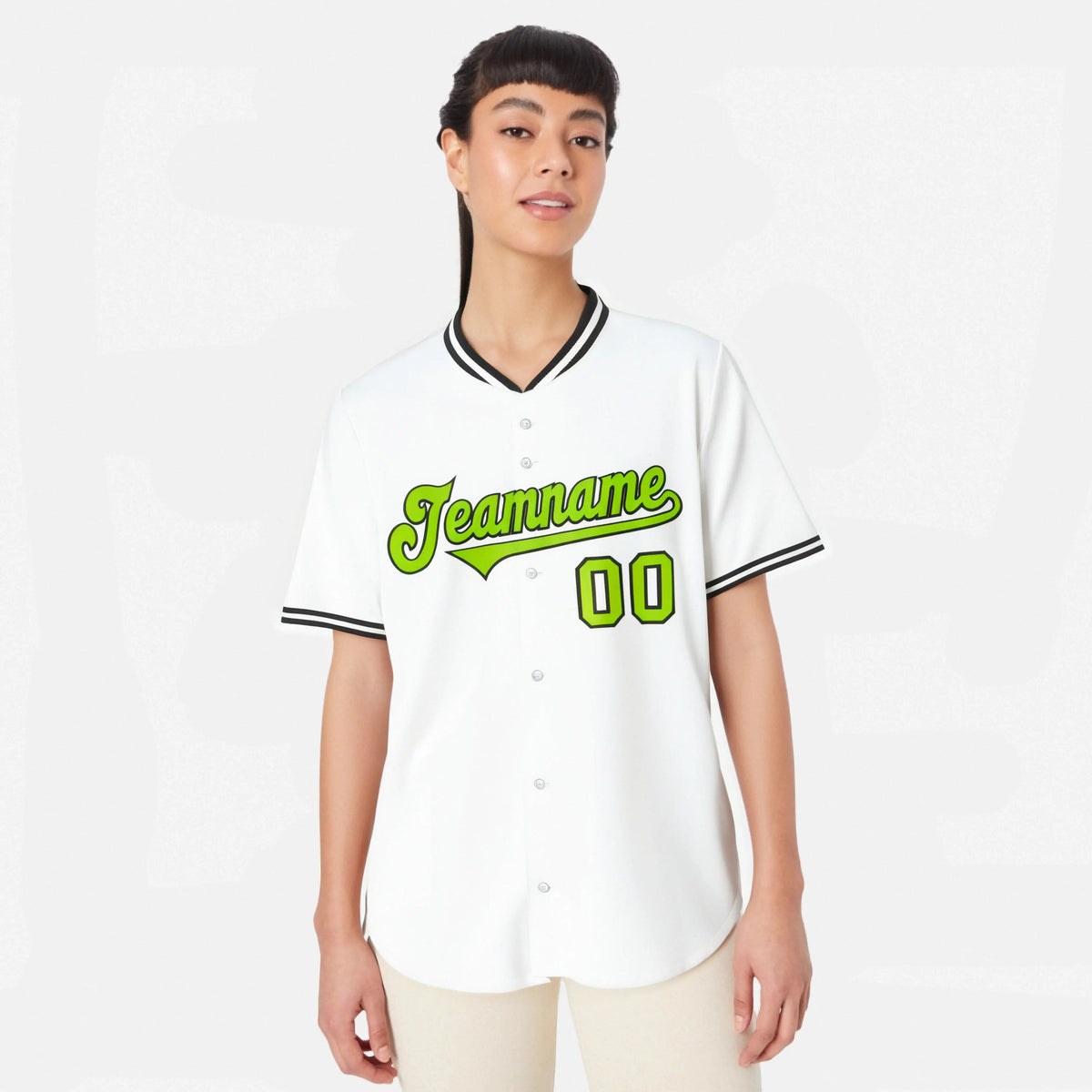 Custom White Neon Green Black Authentic Baseball Jersey
