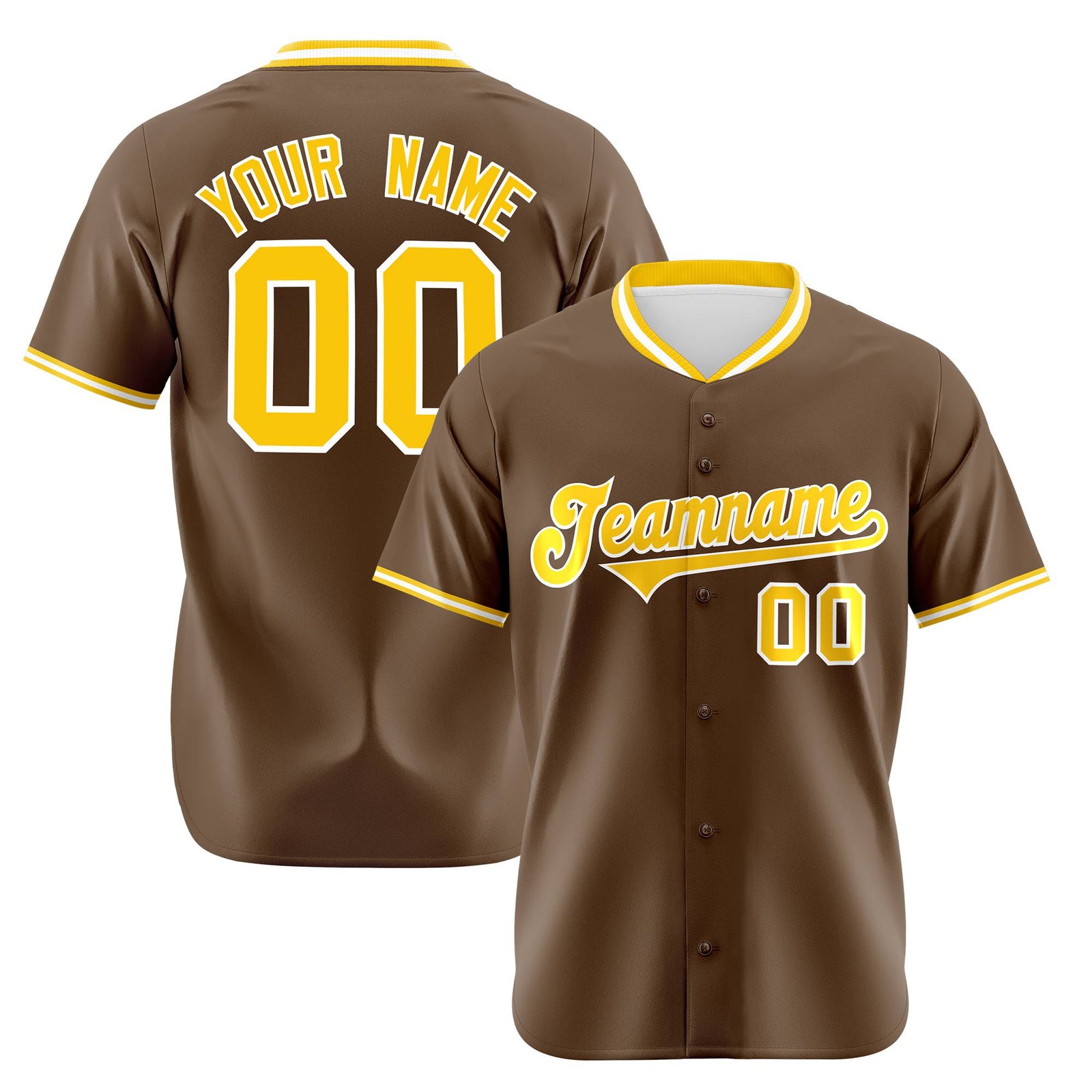 Custom Brown Gold White Authentic Baseball Jersey