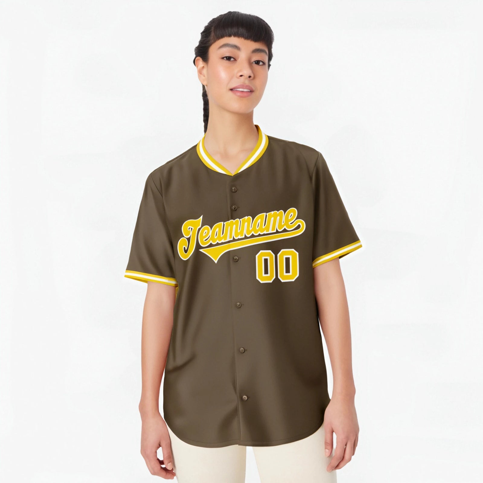 Custom Brown Gold White Authentic Baseball Jersey