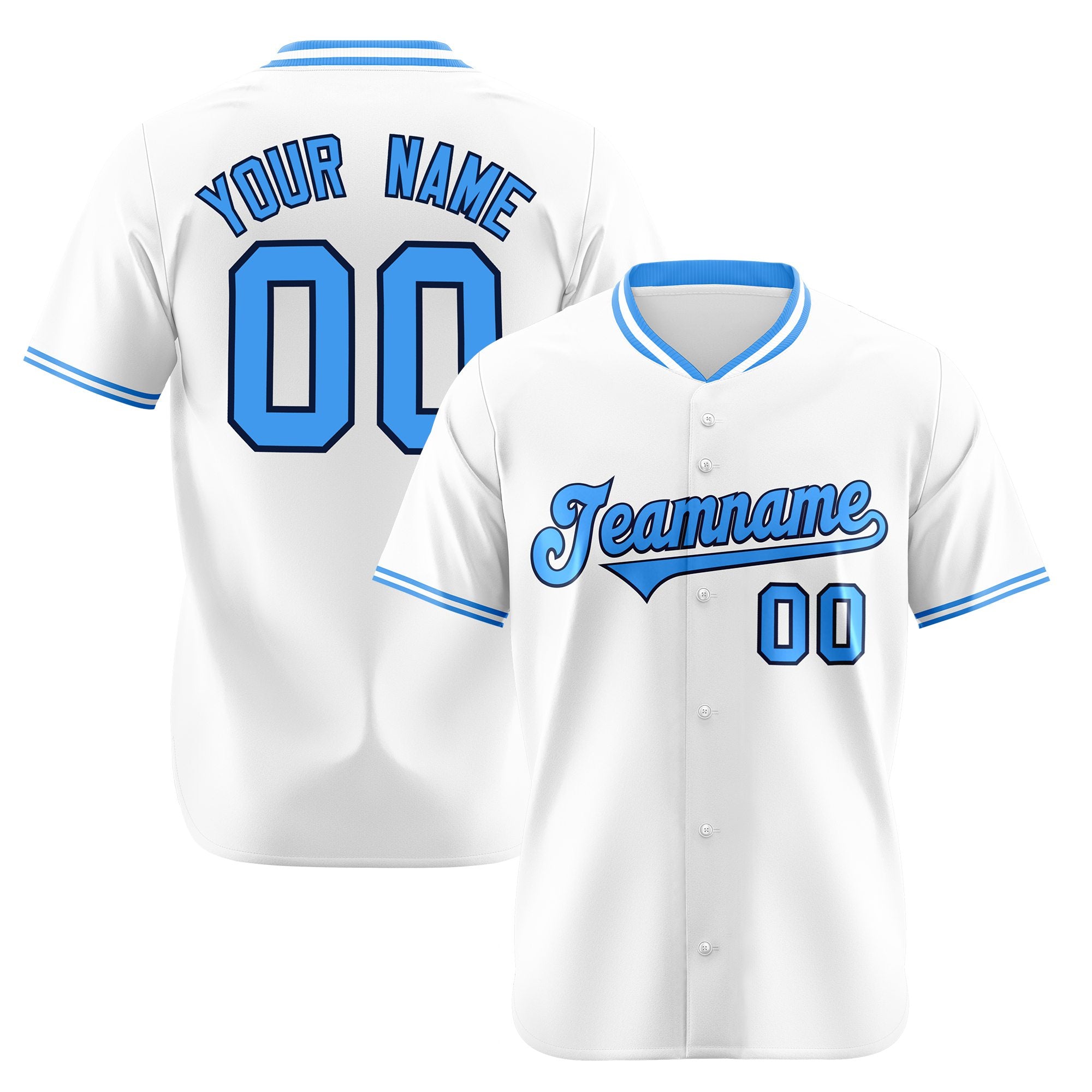 Custom White Light Blue Authentic Baseball Jersey