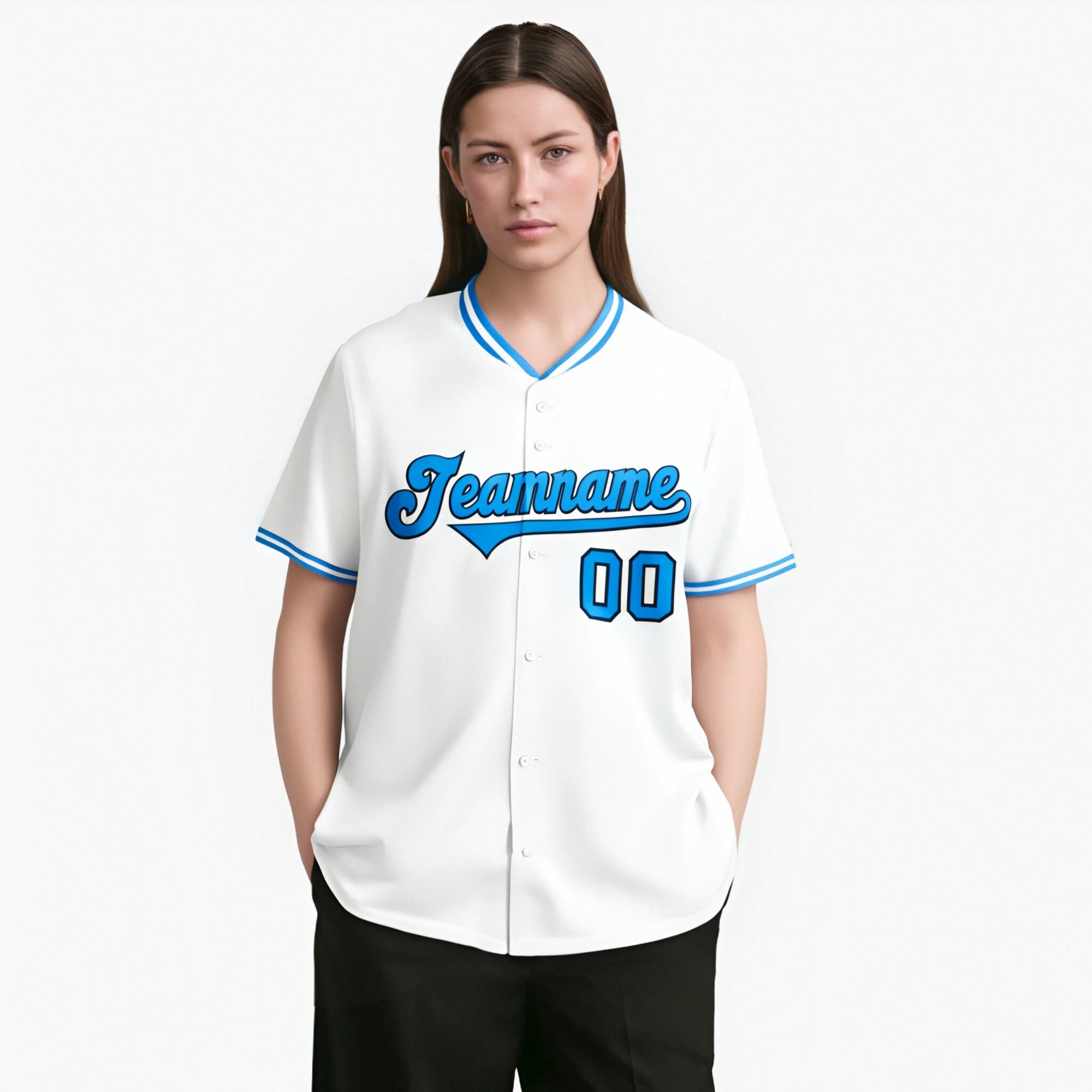 Custom White Light Blue Authentic Baseball Jersey