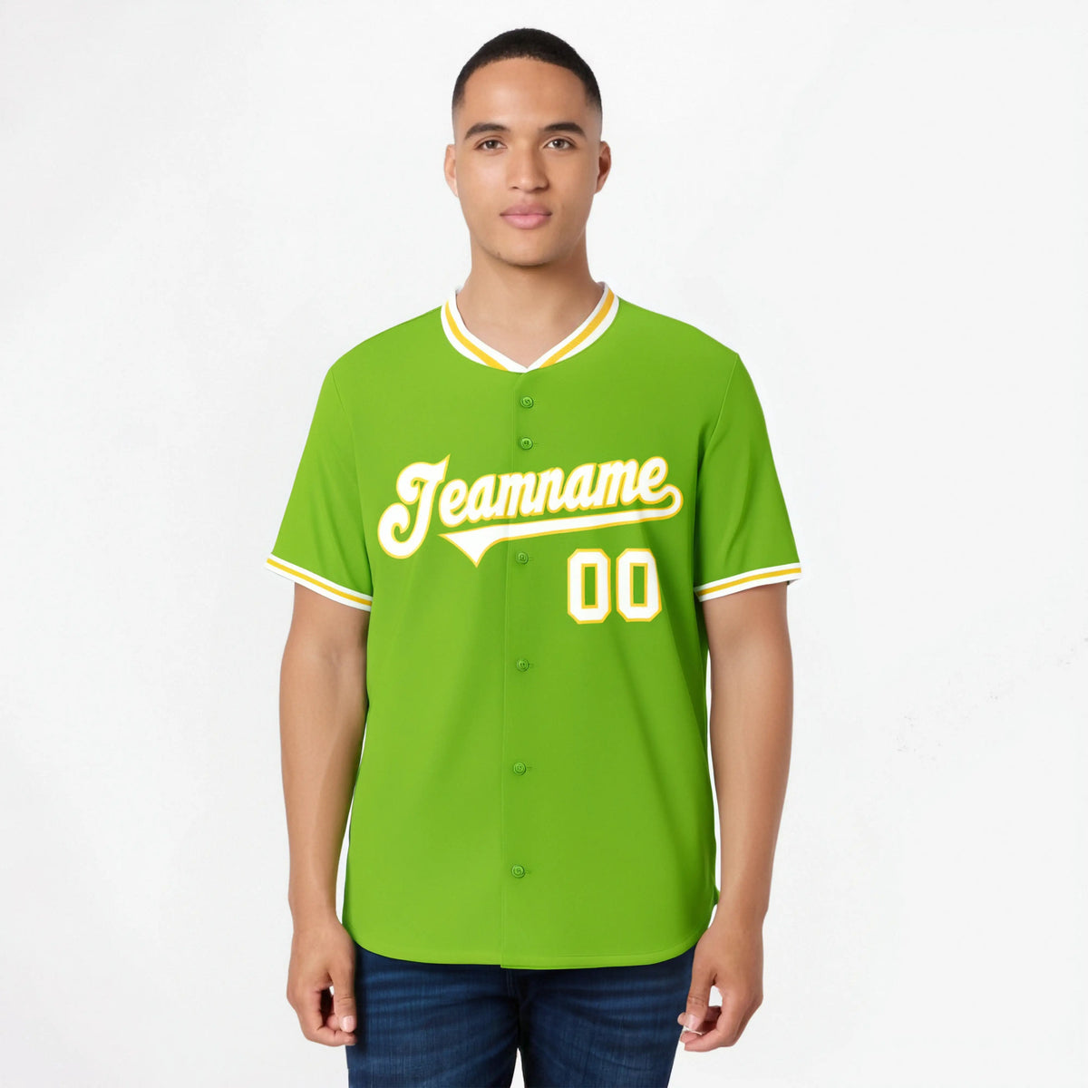 Custom Neon Green Yellow White Authentic Baseball Jersey