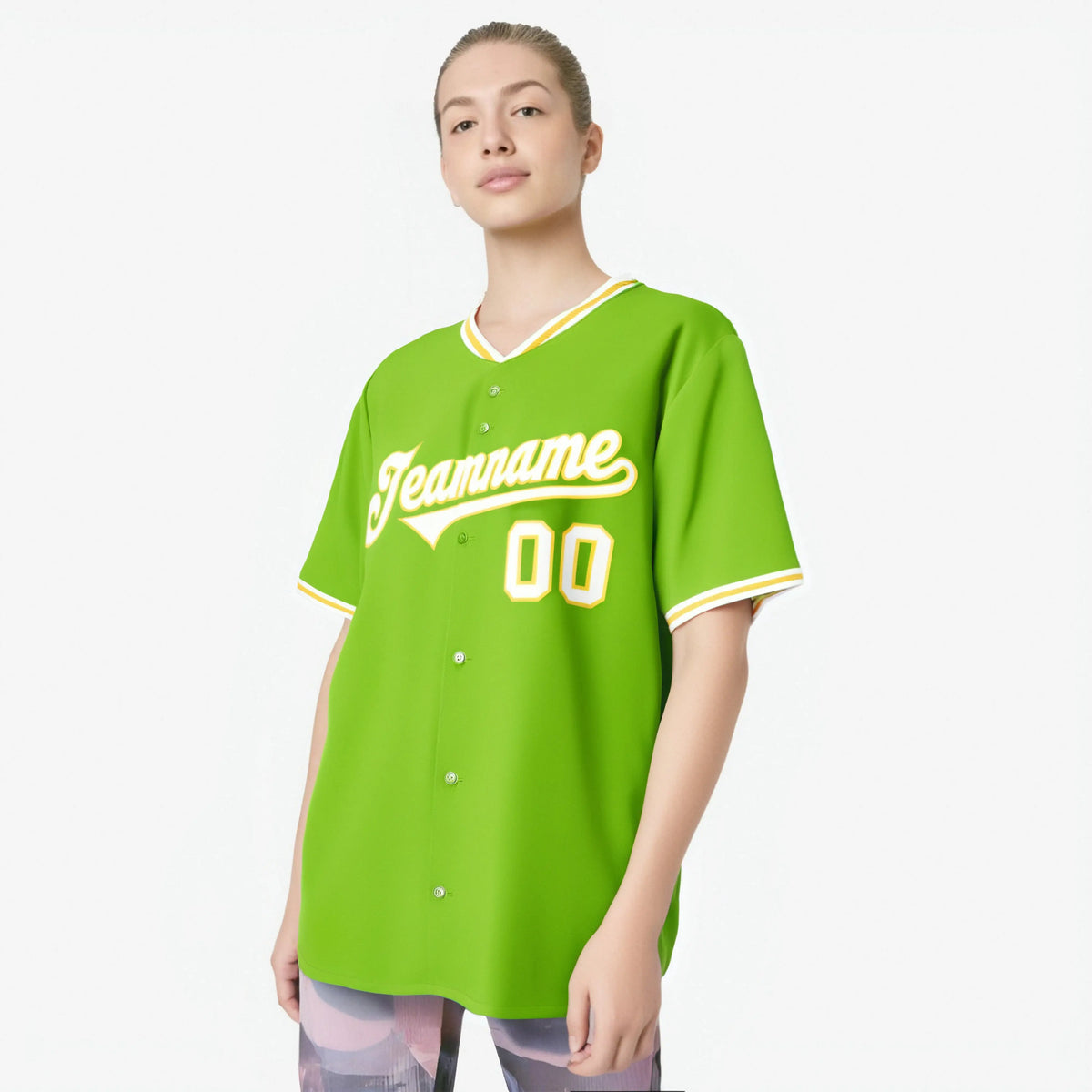 Custom Neon Green Yellow White Authentic Baseball Jersey