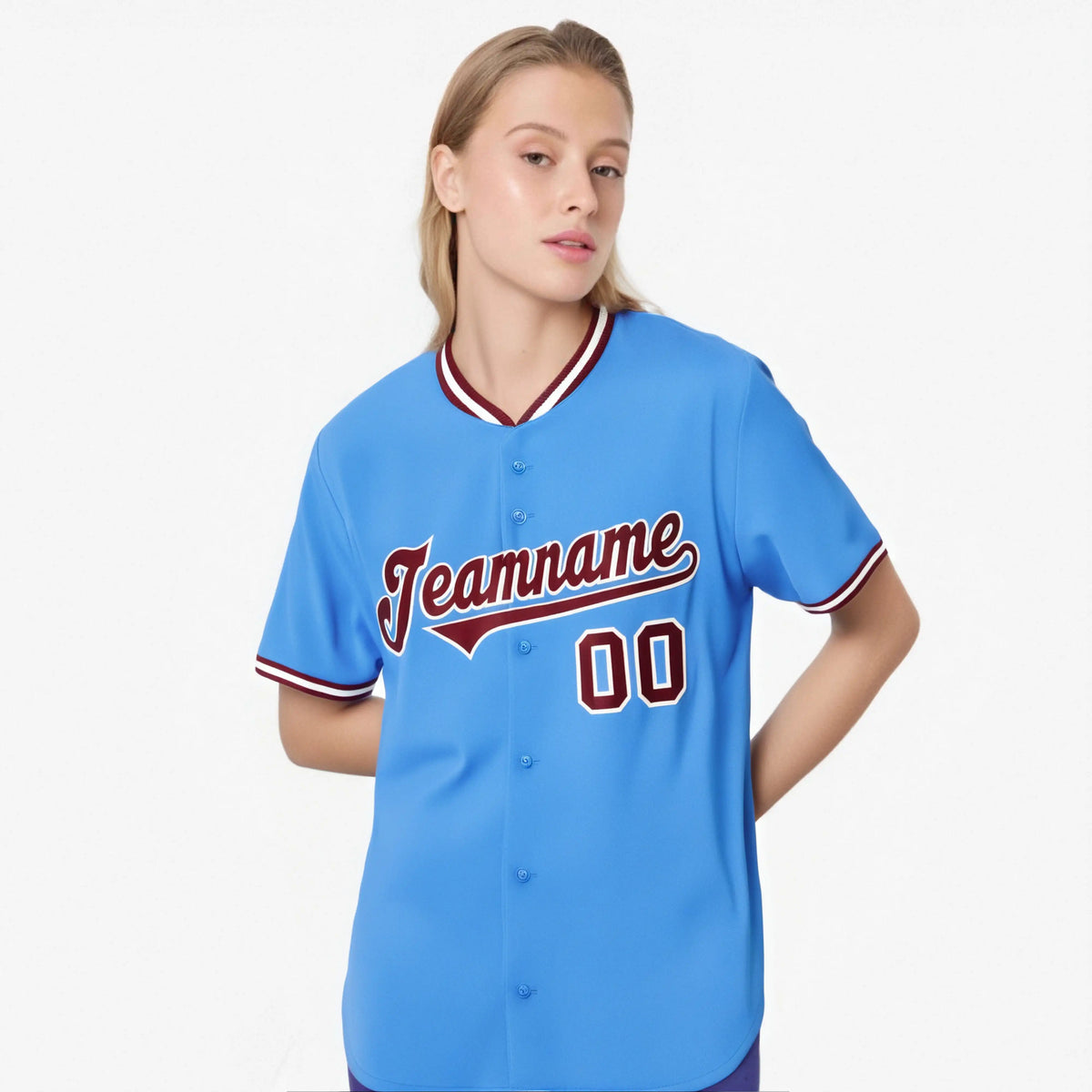Custom Powder Blue Crimson White Authentic Baseball Jersey