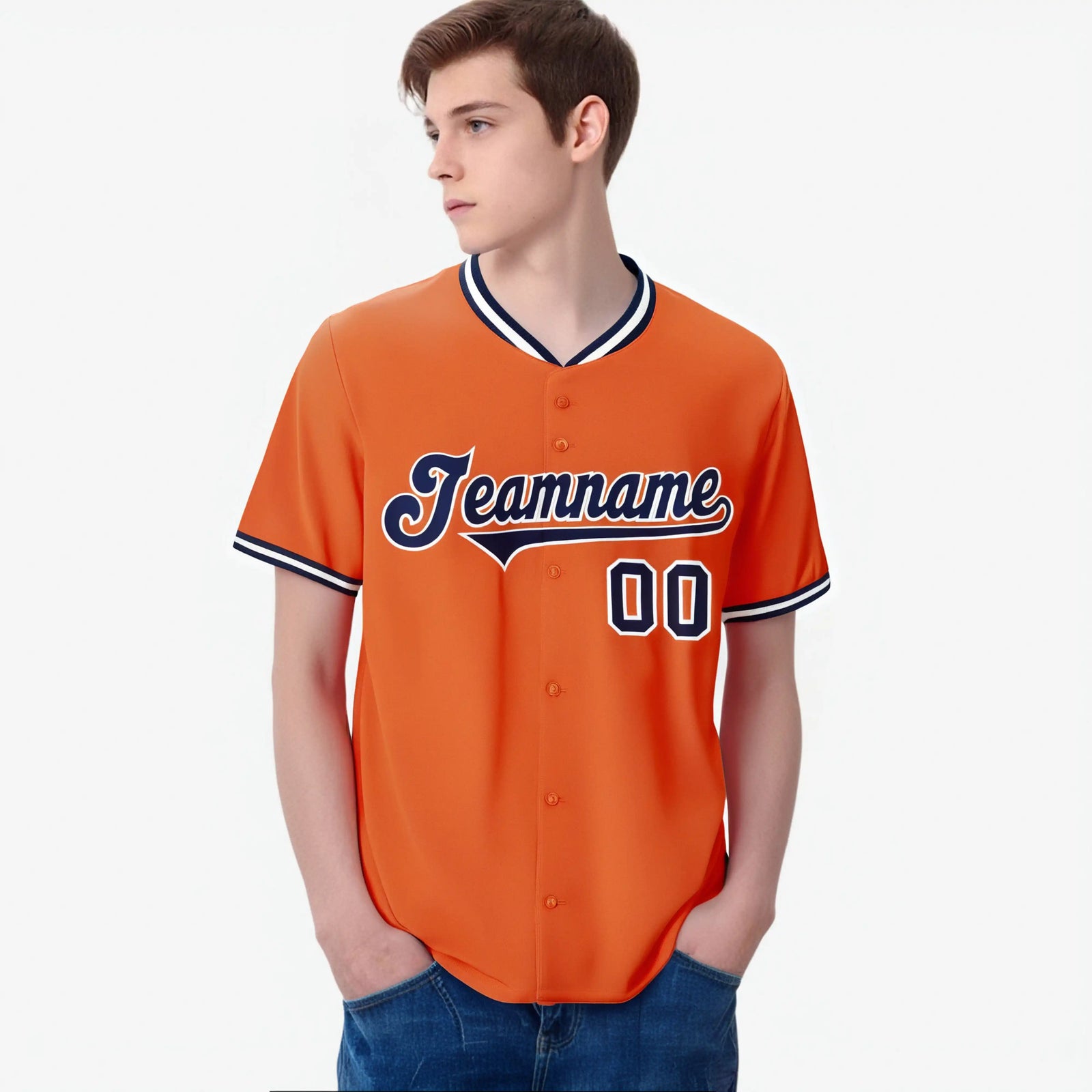 Custom Orange Navy White Authentic Baseball Jersey