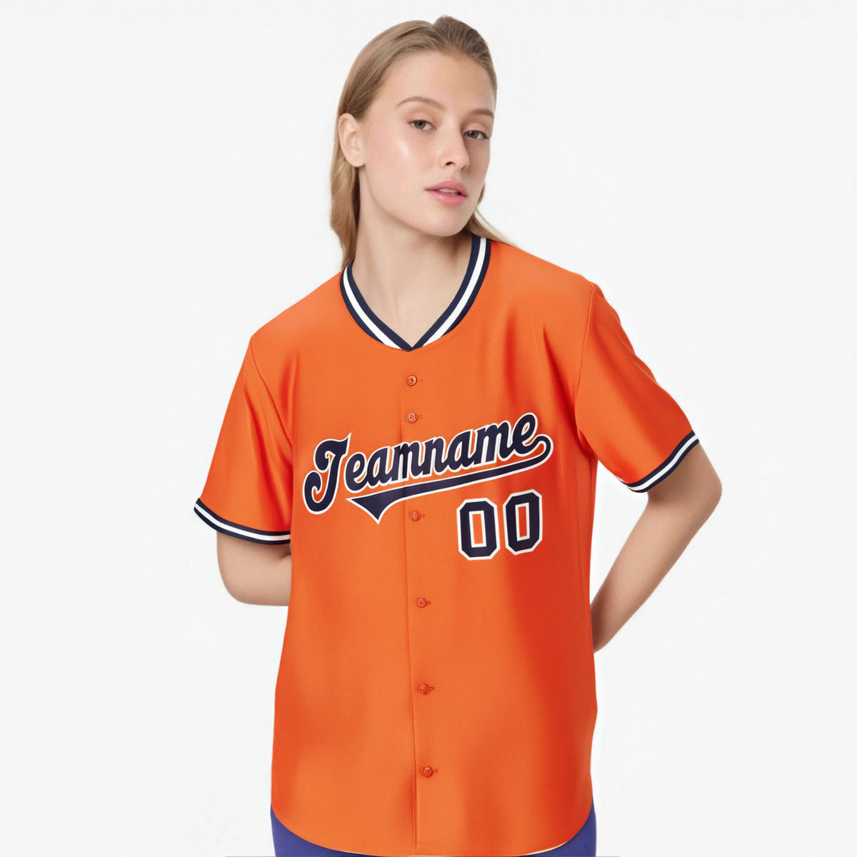 Custom Orange Navy White Authentic Baseball Jersey