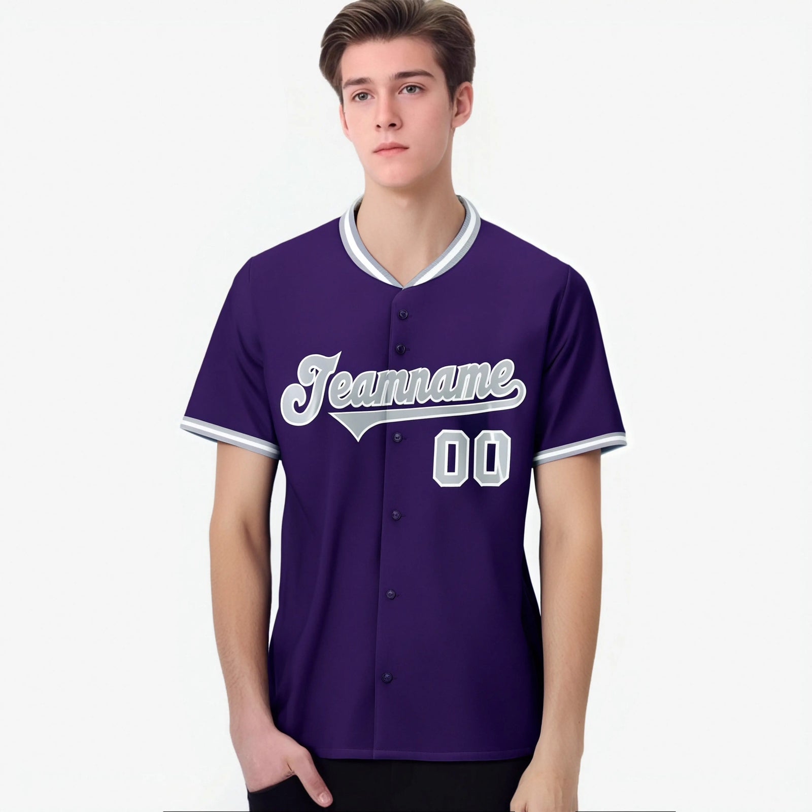 Custom Purple Gray White Authentic Baseball Jersey