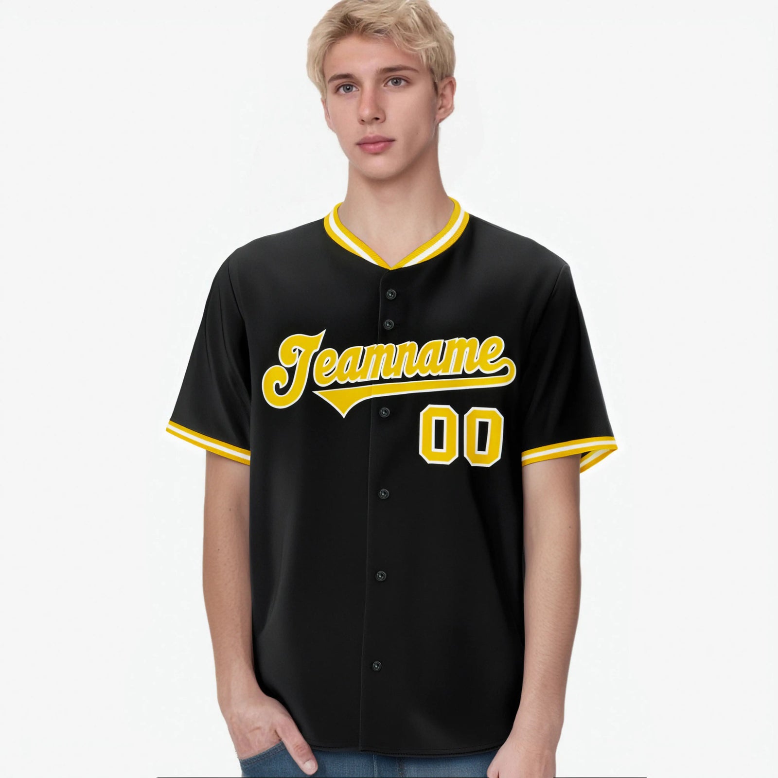 Custom Black Gold White Authentic Baseball Jersey