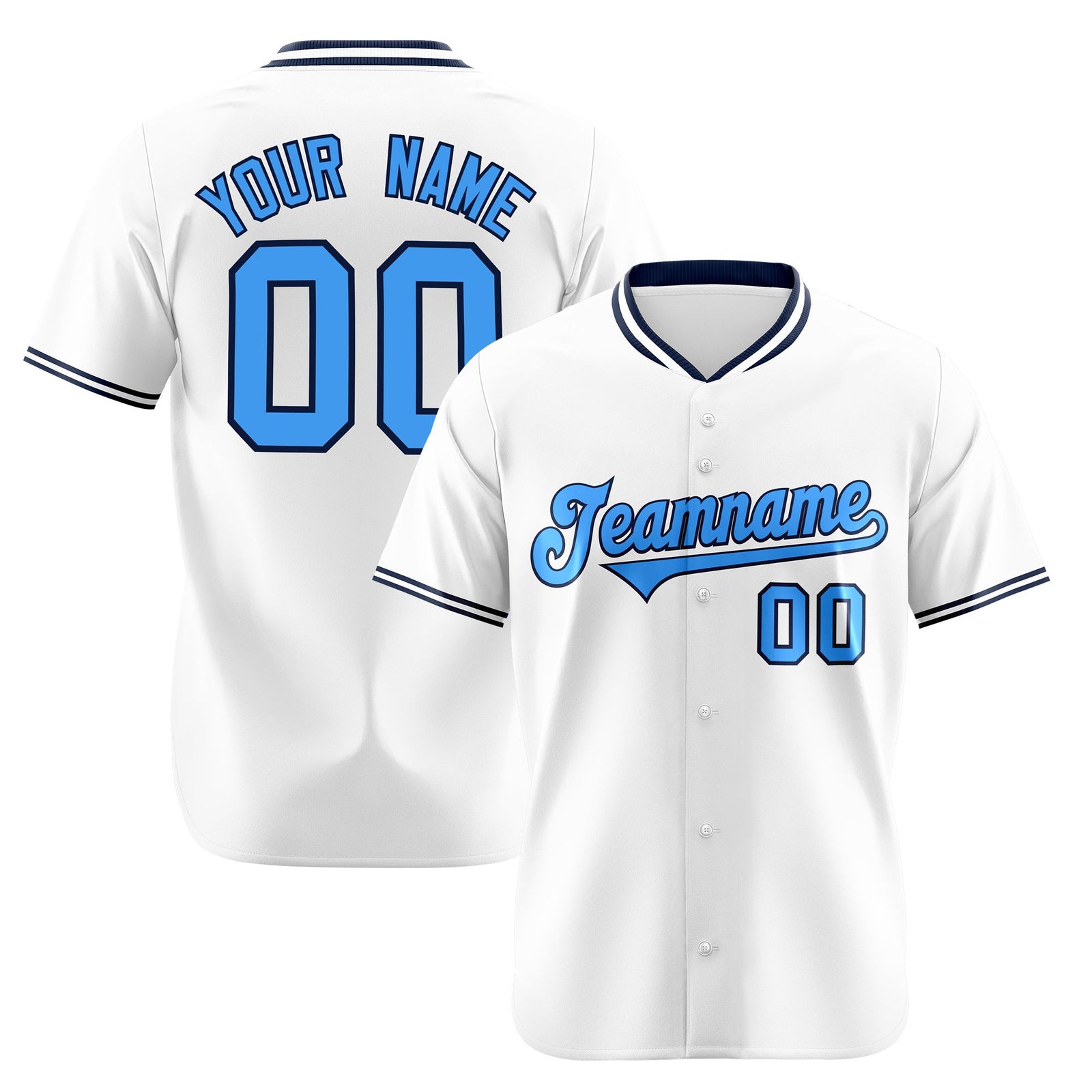 Custom White Powder Blue Black Authentic Baseball Jersey