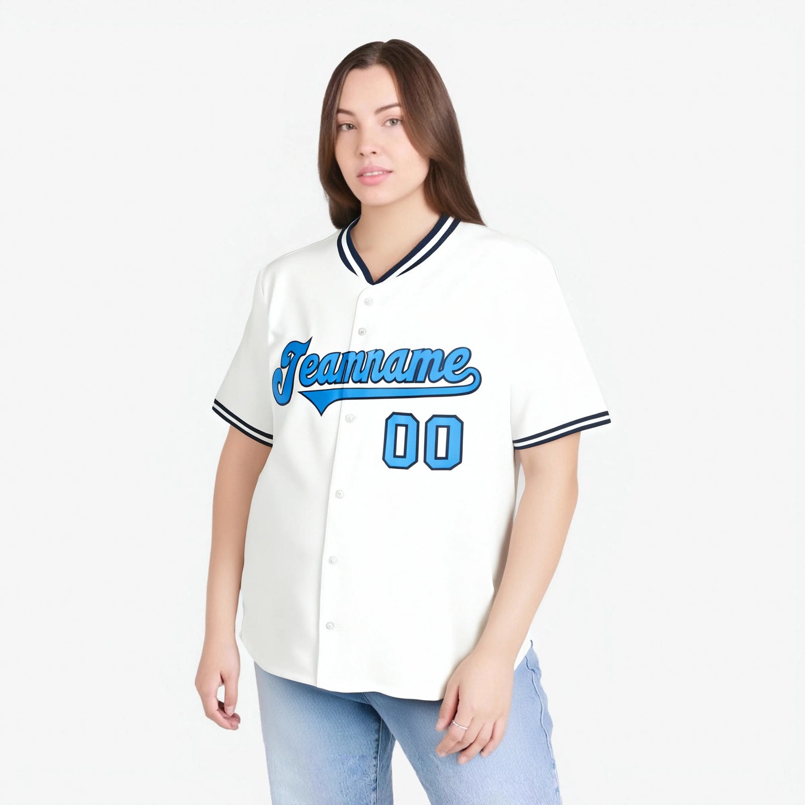 Custom White Powder Blue Black Authentic Baseball Jersey
