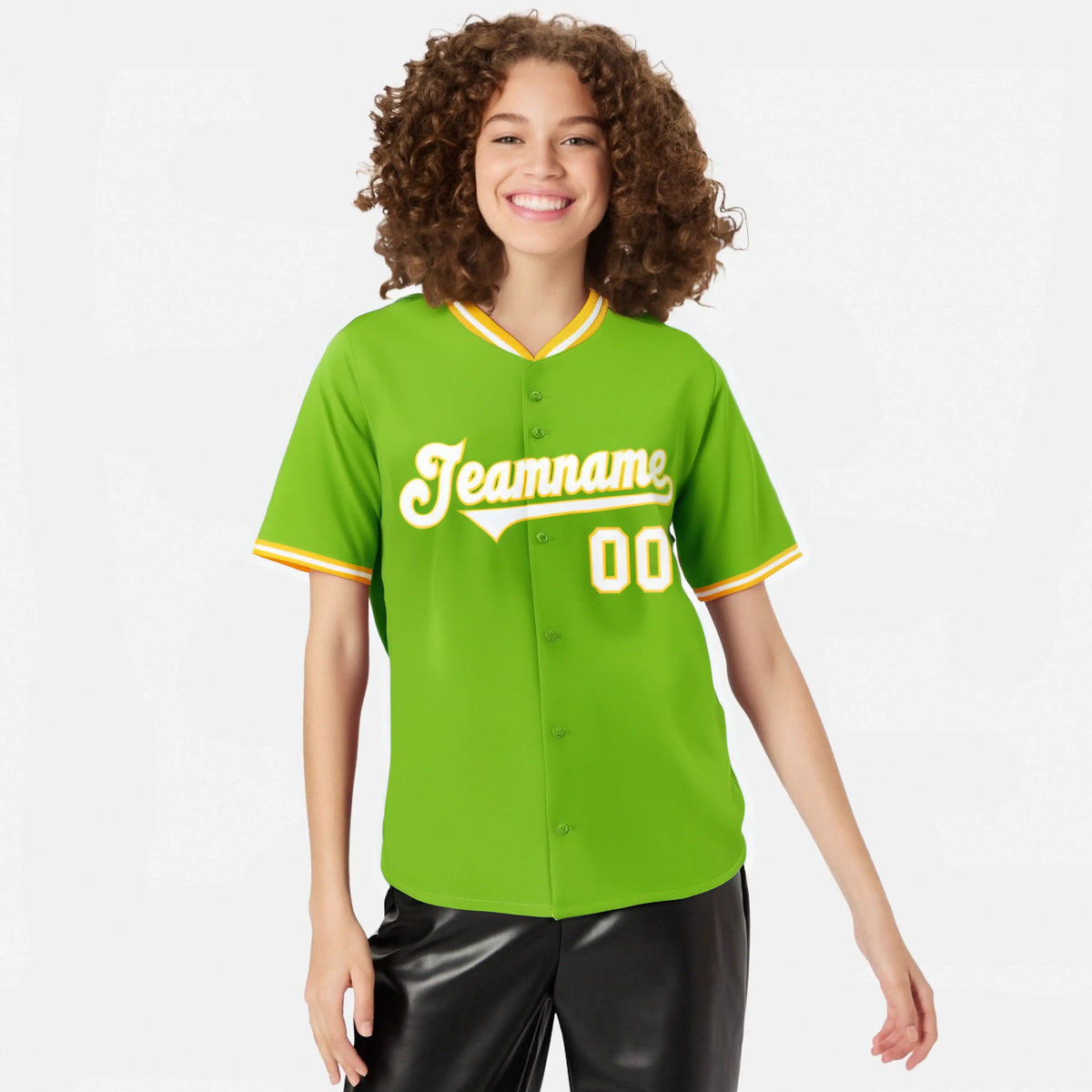 Custom Neon Green Gold White Authentic Baseball Jersey