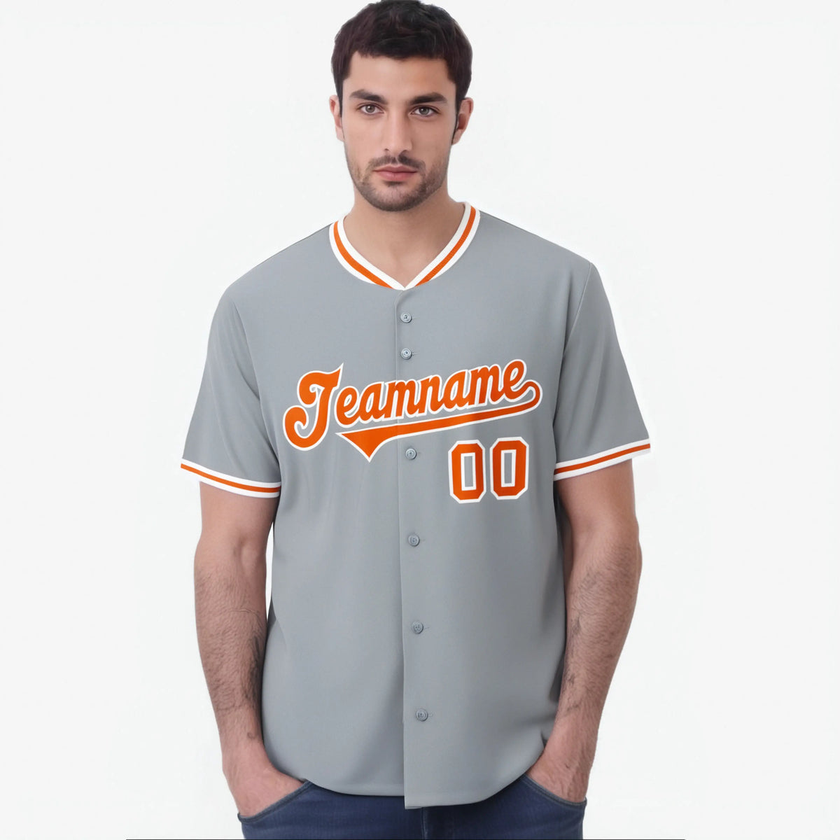 Custom Gray Orange White Authentic Baseball Jersey