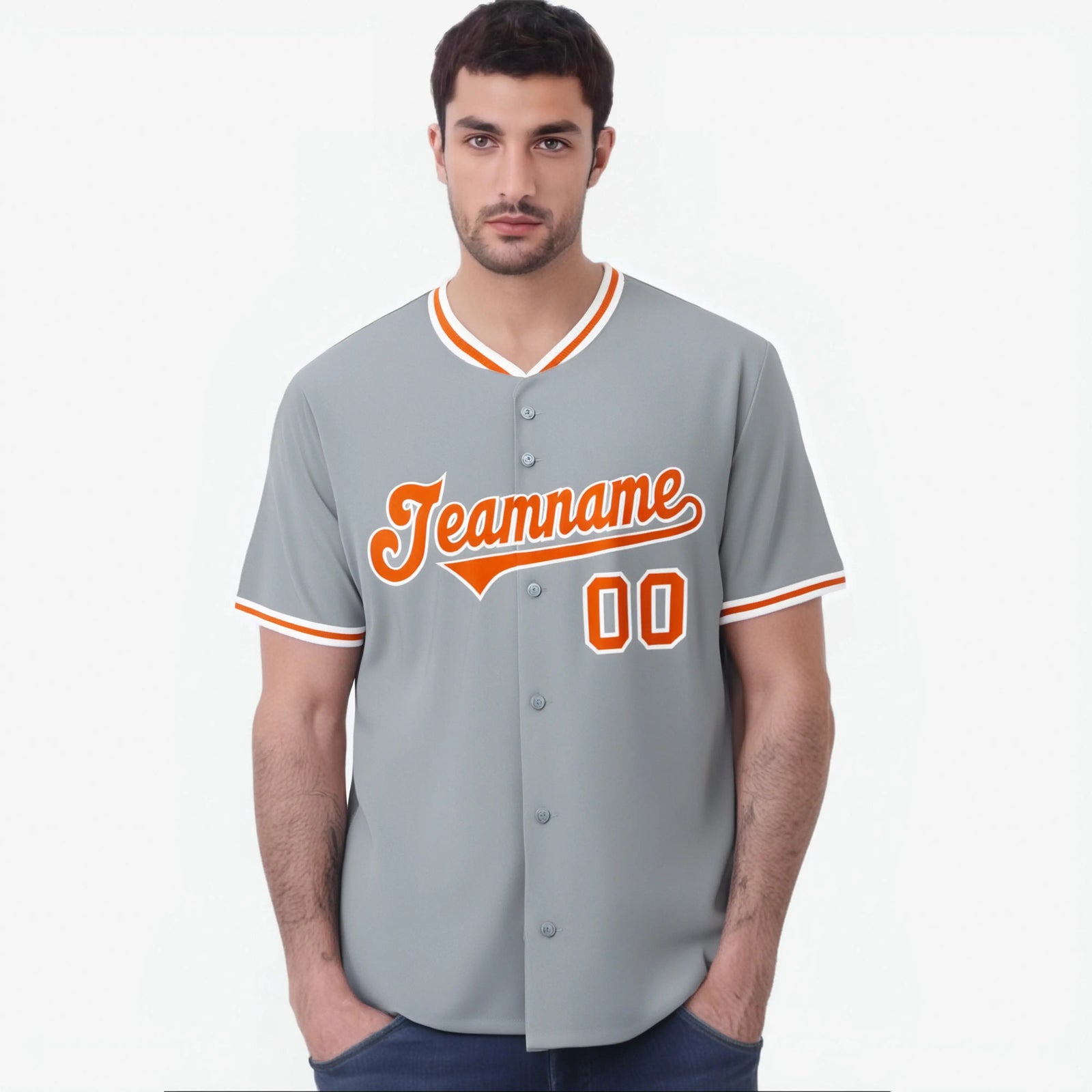 Custom Gray Orange White Authentic Baseball Jersey