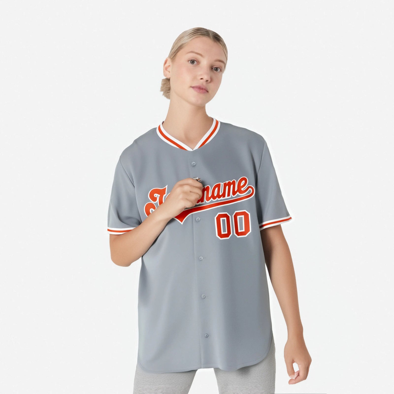 Custom Gray Orange White Authentic Baseball Jersey