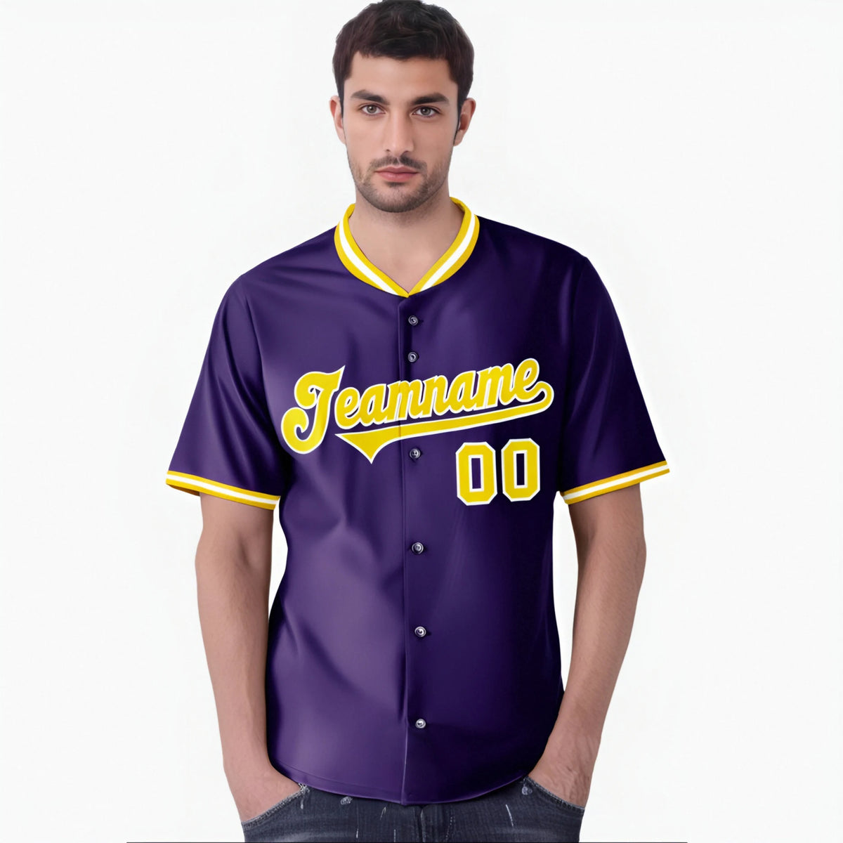 Custom Purple Gold White Authentic Baseball Jersey