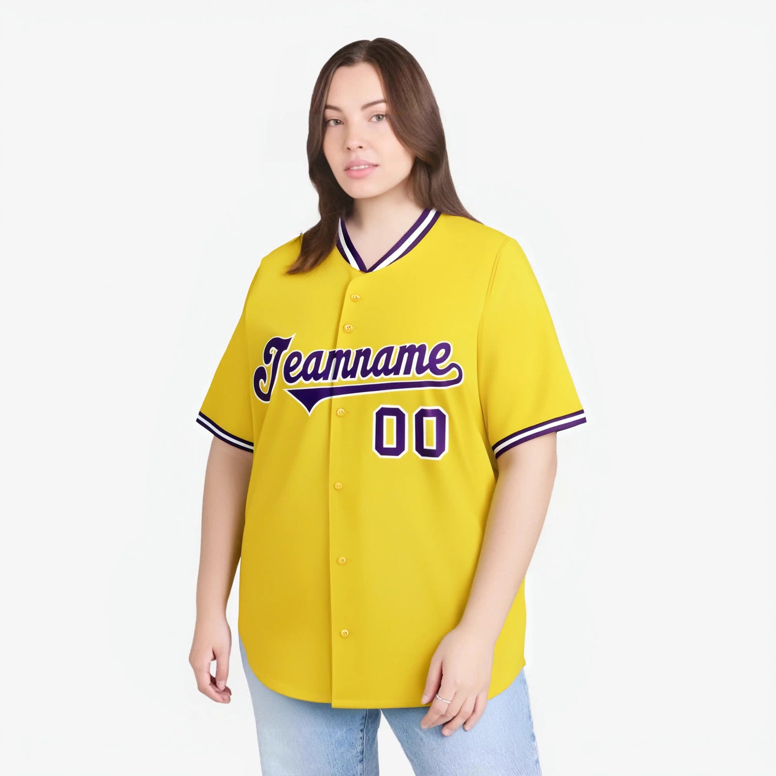 Custom Yellow Purple White Authentic Baseball Jersey