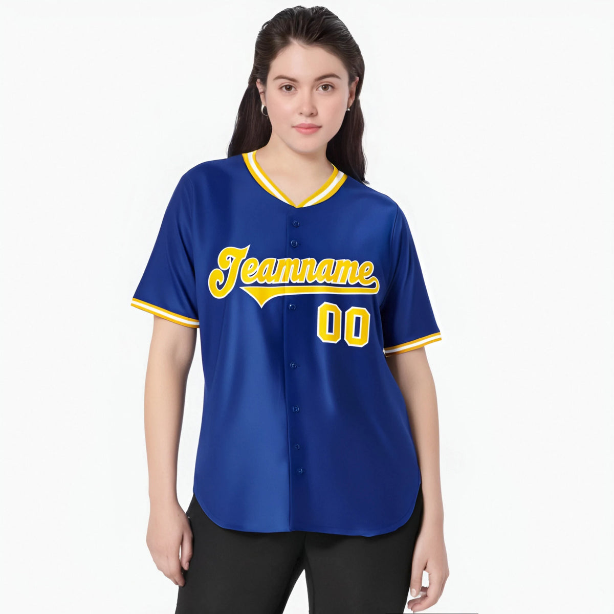 Custom Royal Blue Gold White Authentic Baseball Jersey
